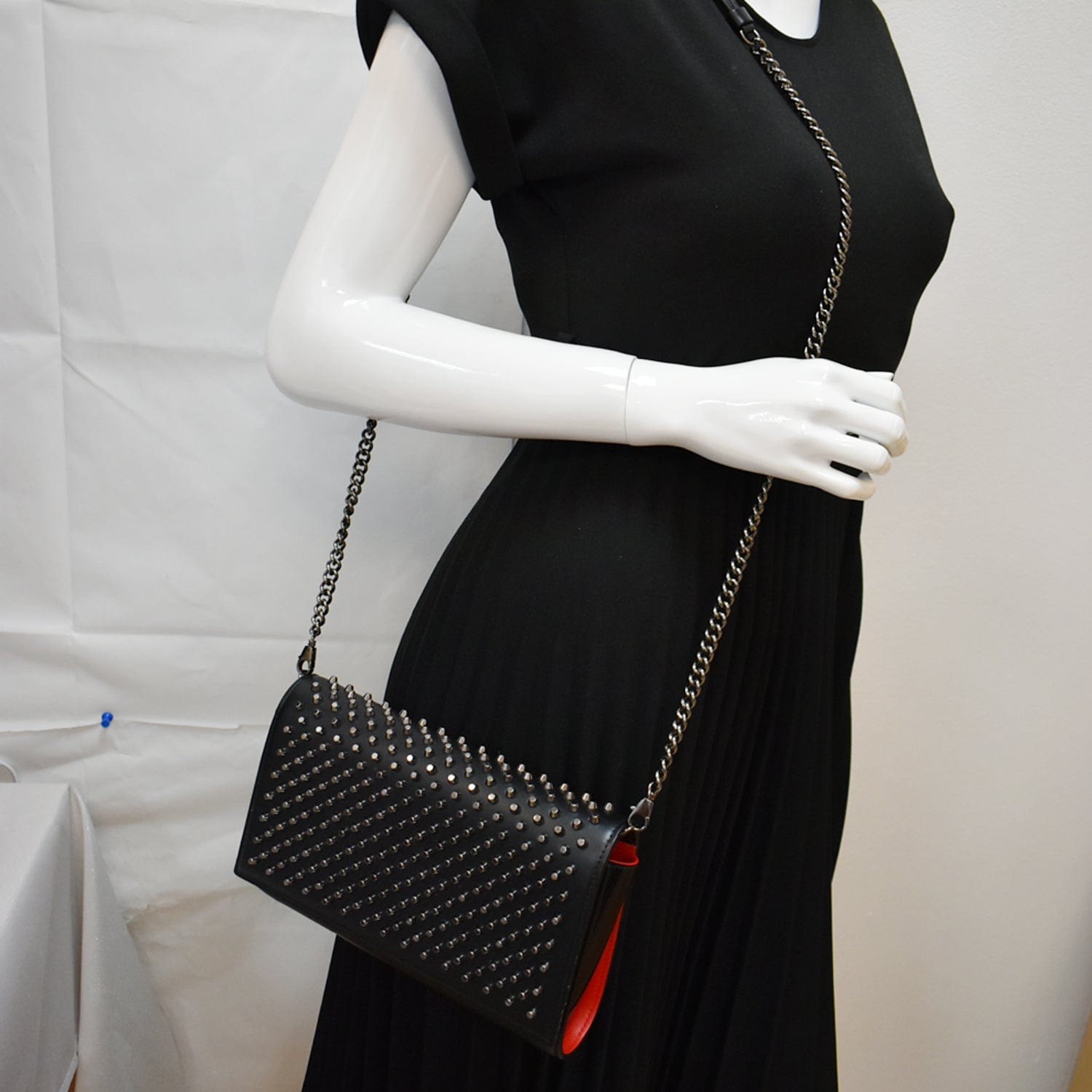 Paloma Studded Clutch Bag Leather Black Shoulder Bag