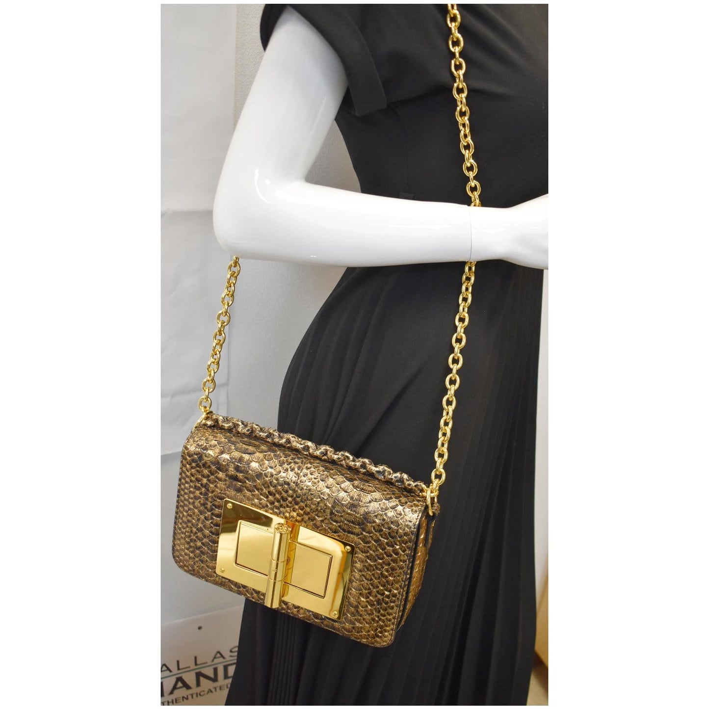 Tom Ford Natalia Turnlock Shoulder Bag Antique Gold Medium