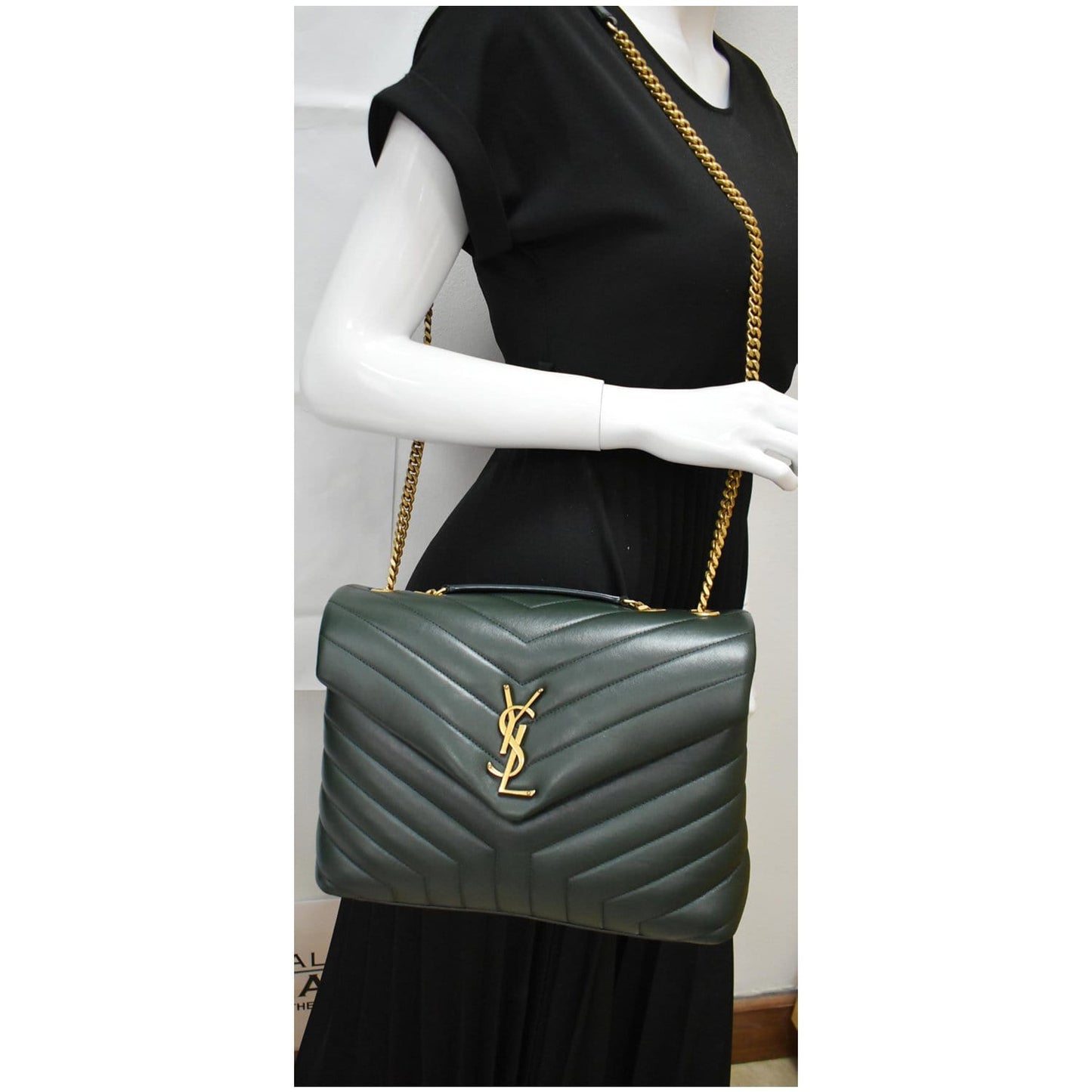 YSL Saint Laurent Saint Loulou Medium Chain Shoulder Bag Leather Matelasse