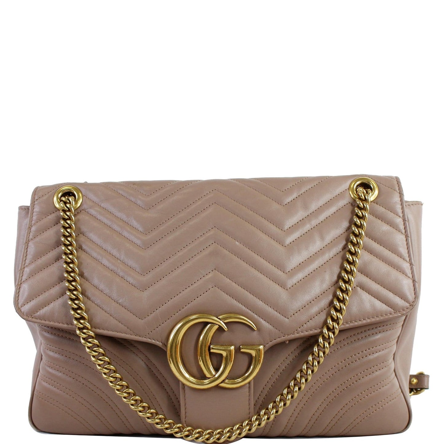 Gucci Marmont Calfskin Shoulder Bag Nude Matelasse Large