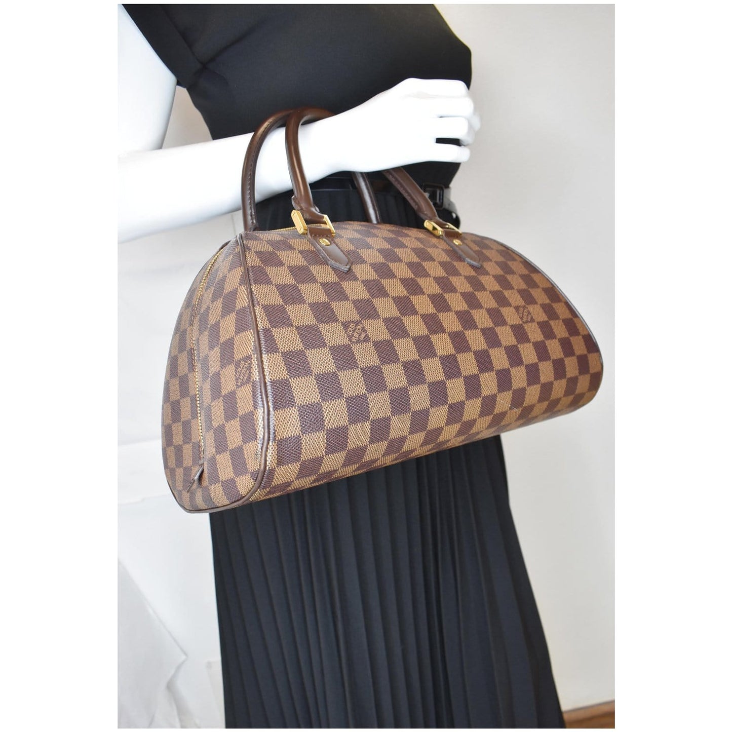 Louis Ribera Mm Damier Ebene Satchel Bag Brown Travel Bag