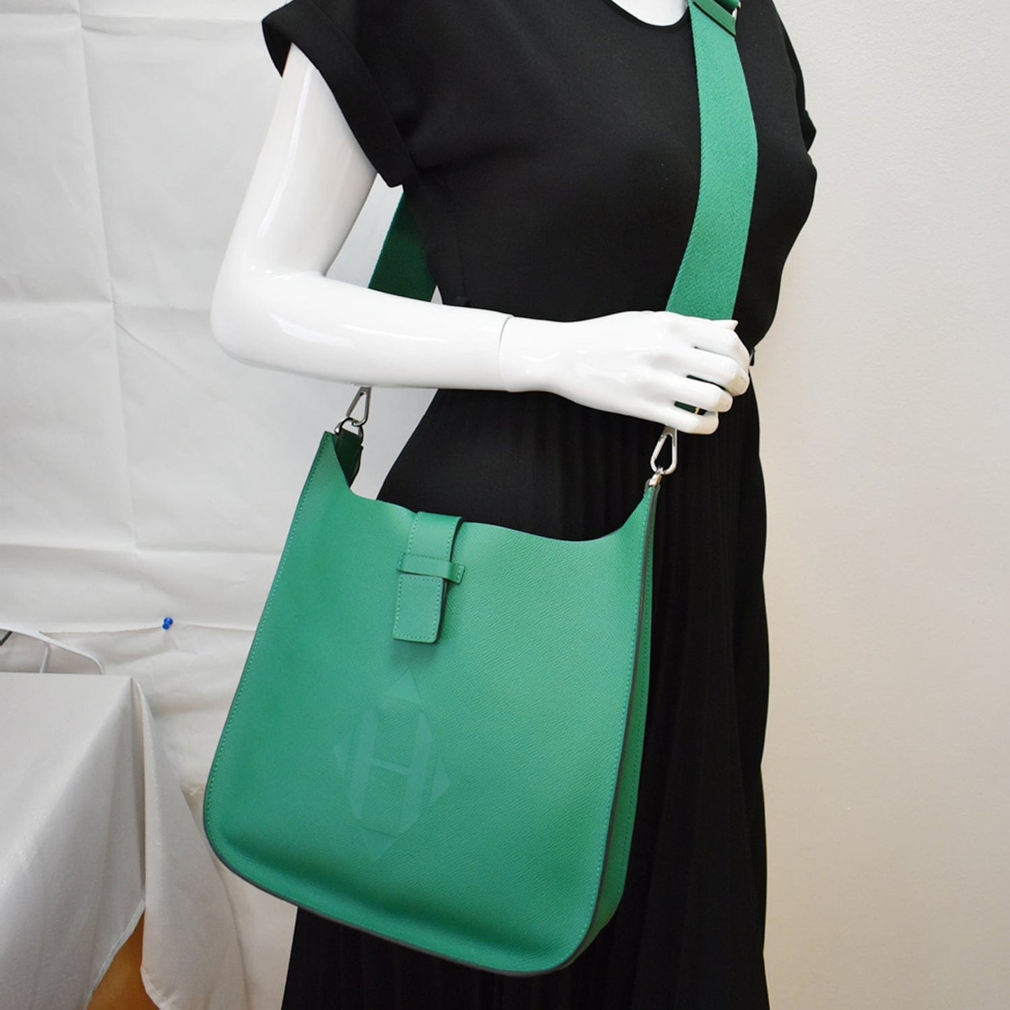 Hermes Evelyne Sellier Epsom Crossbody Bag Vert Vertigo Leather