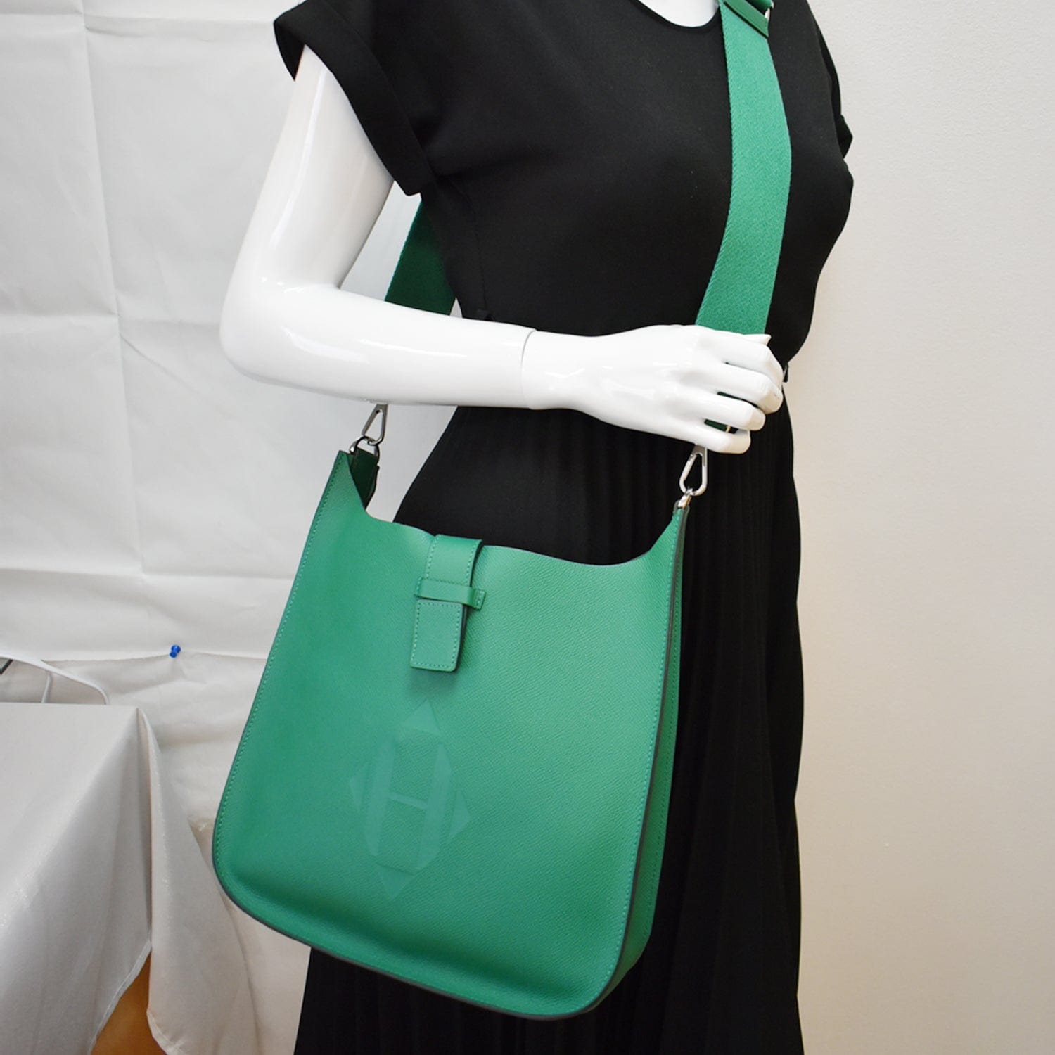 Hermes Evelyne Sellier Epsom Crossbody Bag Vert Vertigo Leather