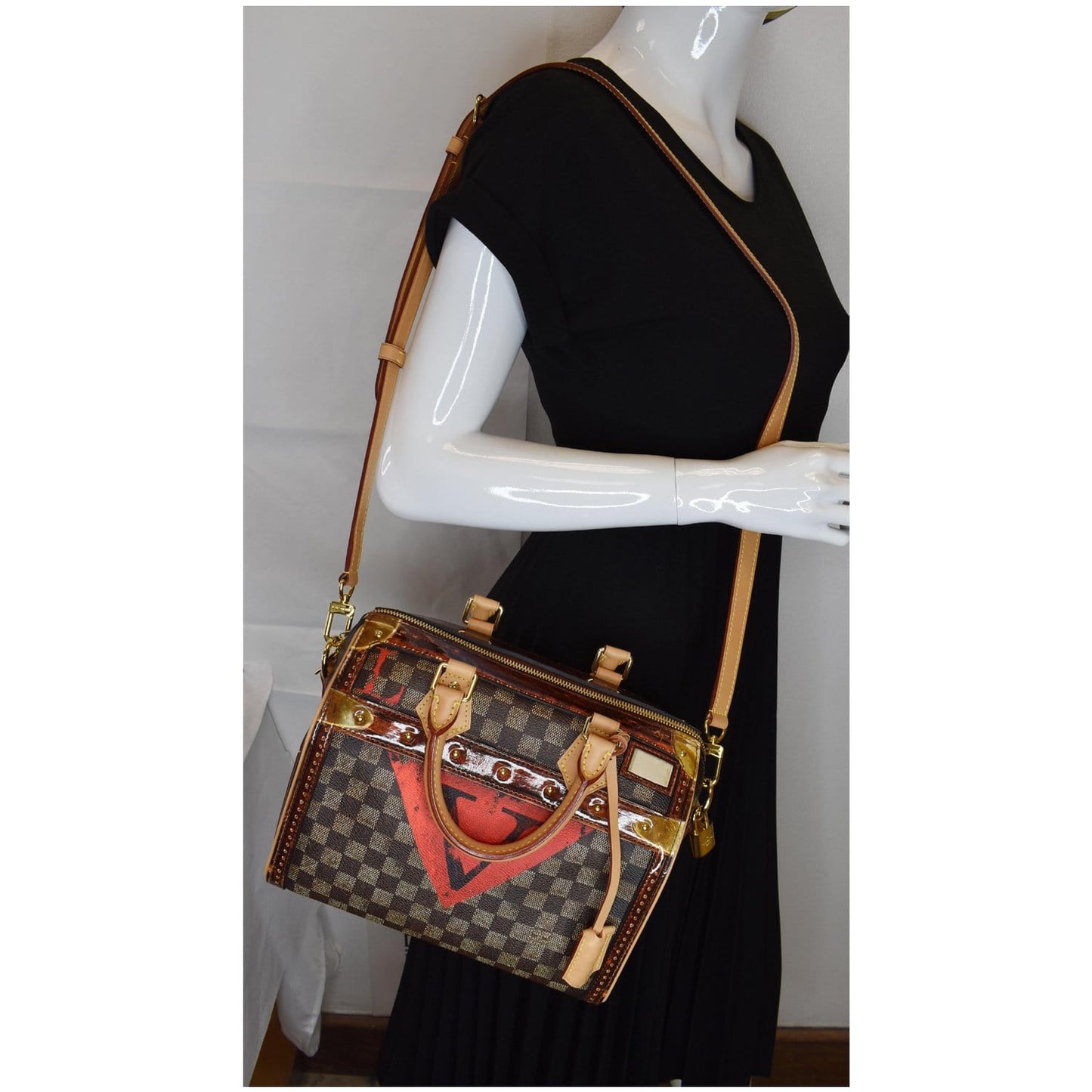 Louis Time Trunk Speedy Bandouliere Damier Shoulder Black Crossbody Bag