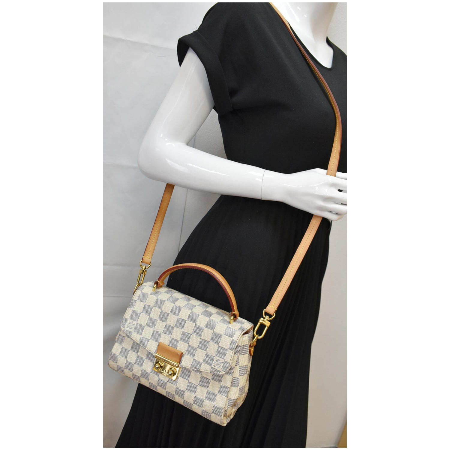 Louis Croisette Damier Azur Satchel Crossbody Bag White