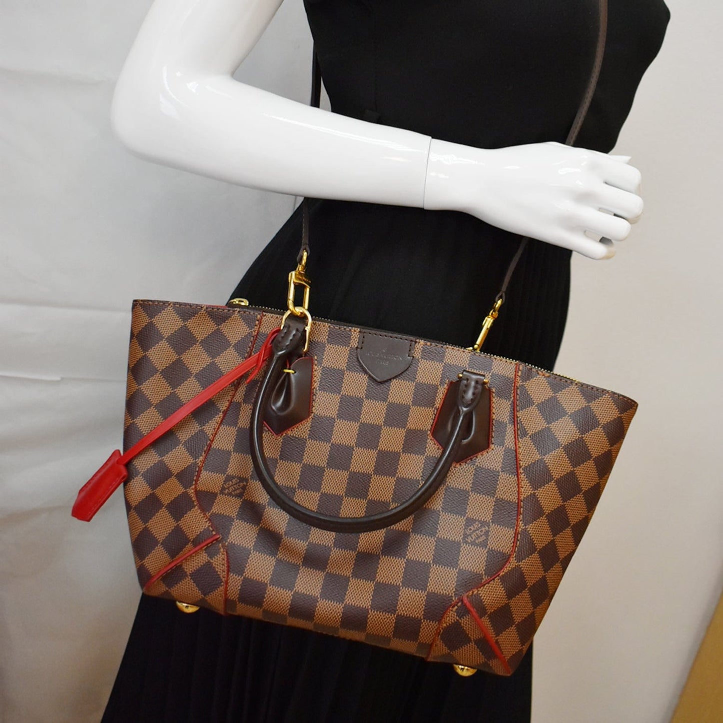 Louis Caissa Pm Damier Ebene Tote Shoulder Brown Shoulder Bag