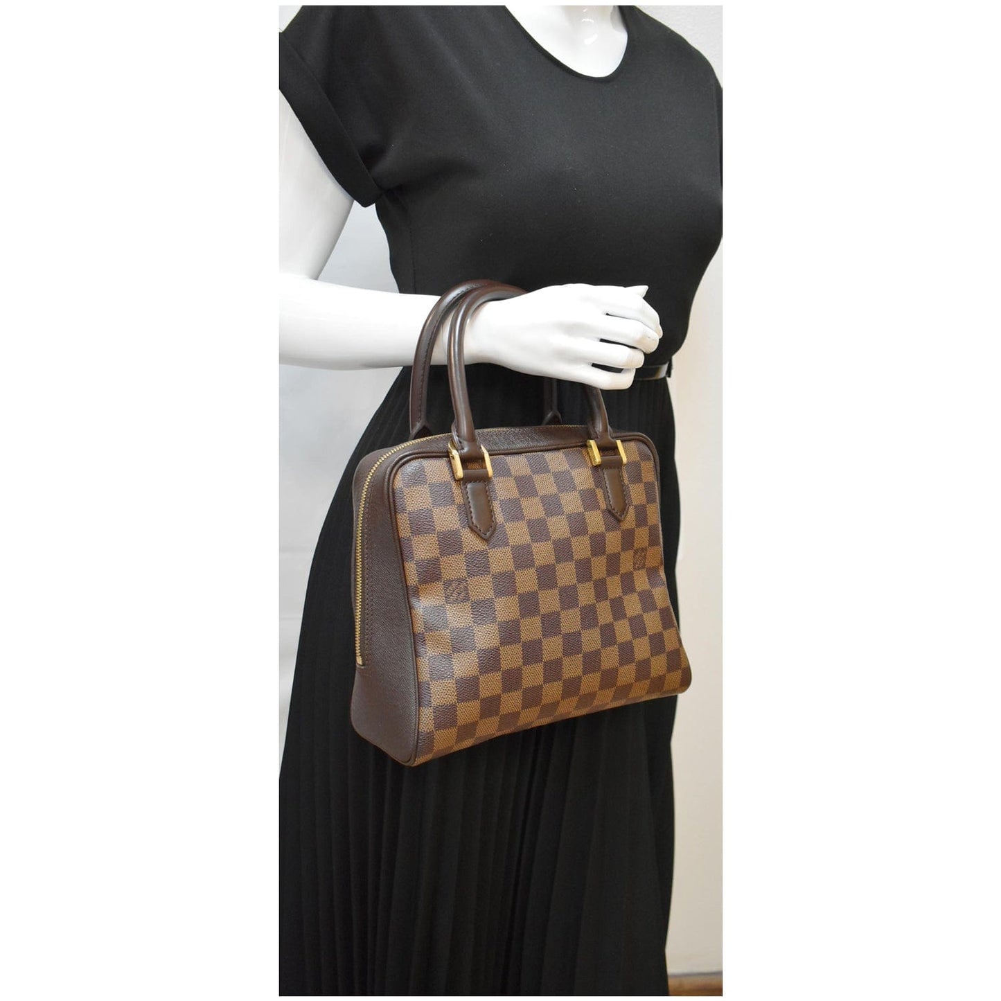 Louis Brera Damier Ebene Satchel Bag Brown Travel Bag