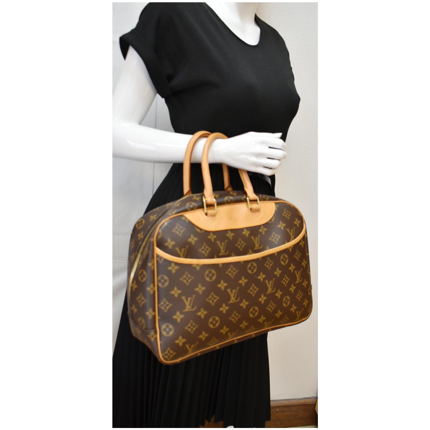 Louis Deauville Boston Satchel Bag Canvas Monogram Travel Bag Brown 1