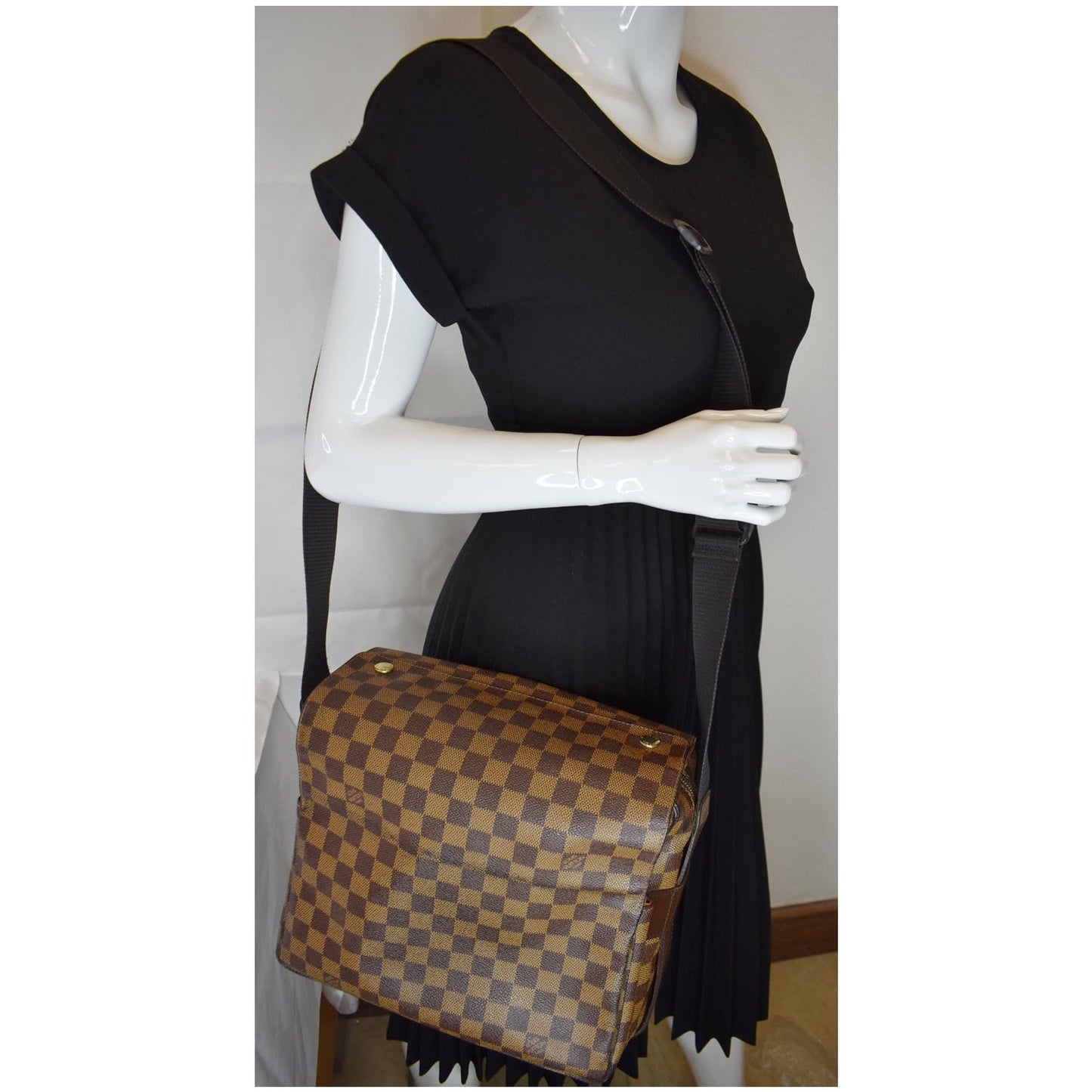 Louis Naviglio Damier Ebene Messenger Bag Off Brown Crossbody Bag