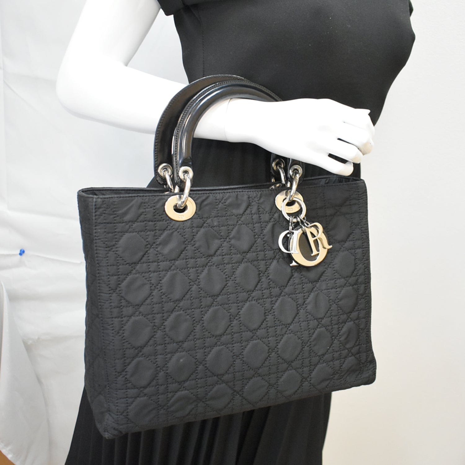 Dior Lady Cannage Tote Bag Canvas Nylon