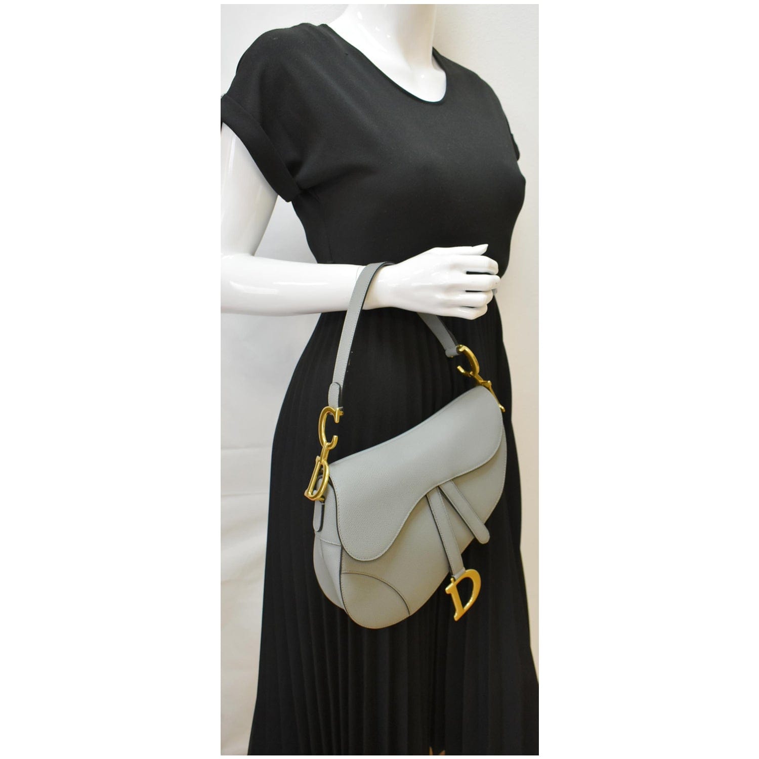 Dior Saddle Shoulder Bag Grey Leather