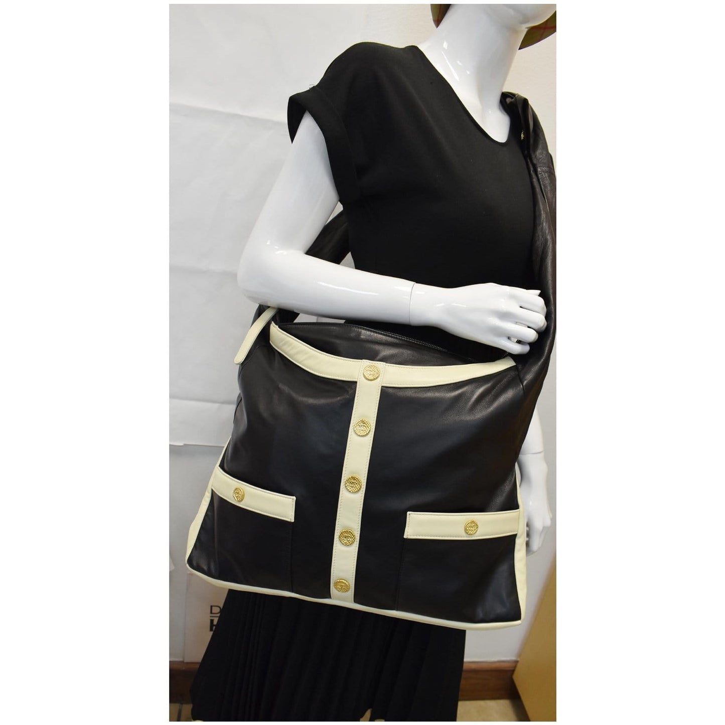 Chanel Girl Lambskin Shoulder Bag Black Beige