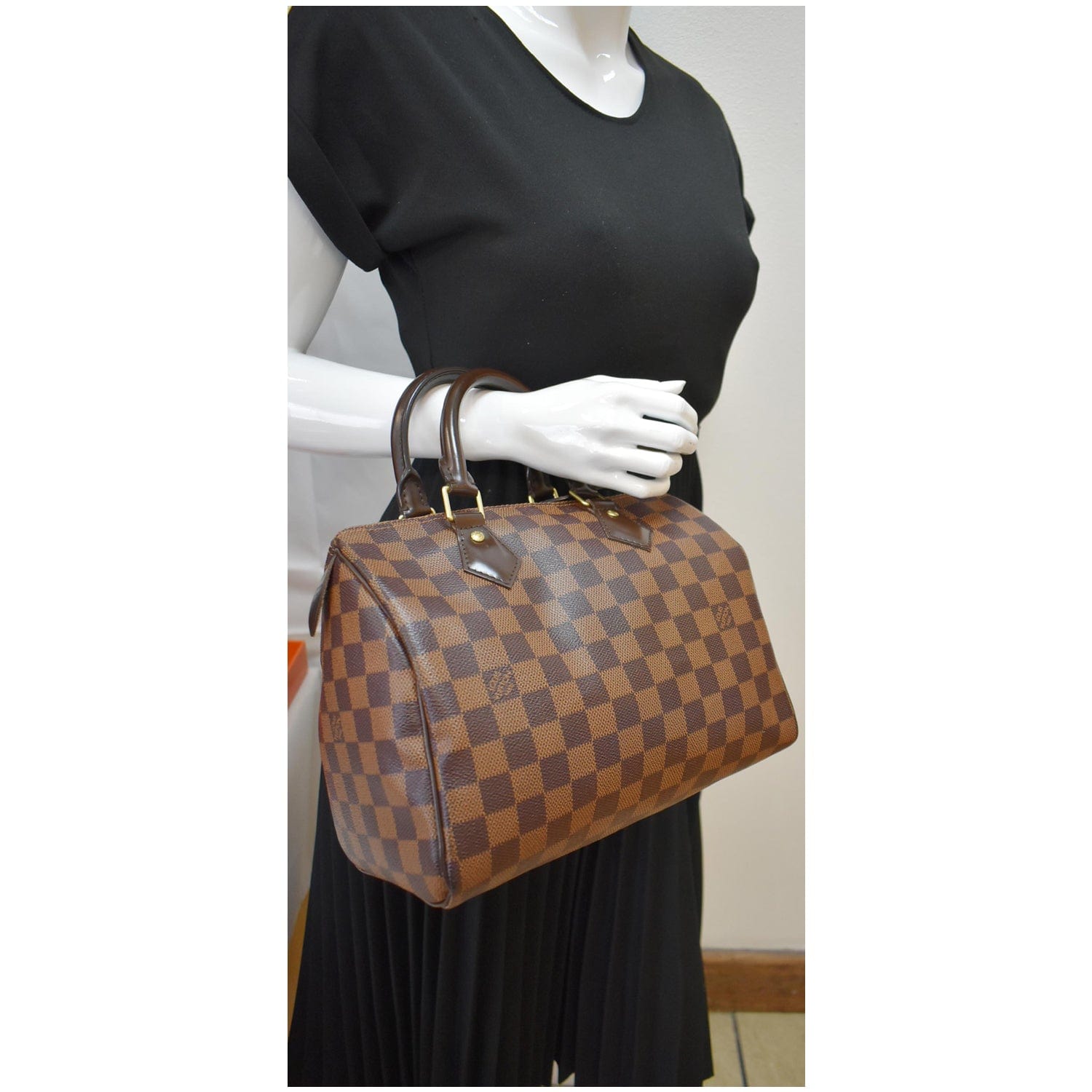 Louis Speedy Damier Ebene Shoulder Bag Brown