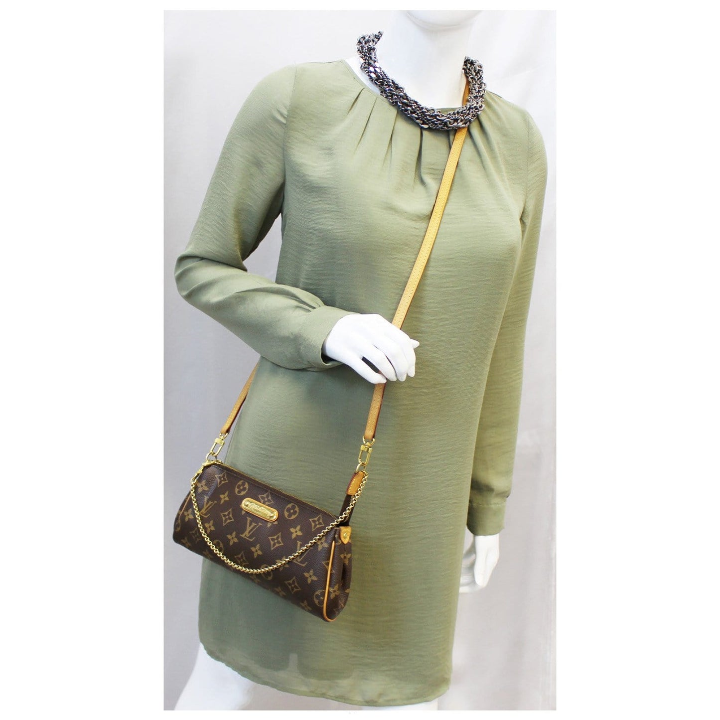 Louis Pochette Eva Clutch Crossbody Bag Canvas Monogram