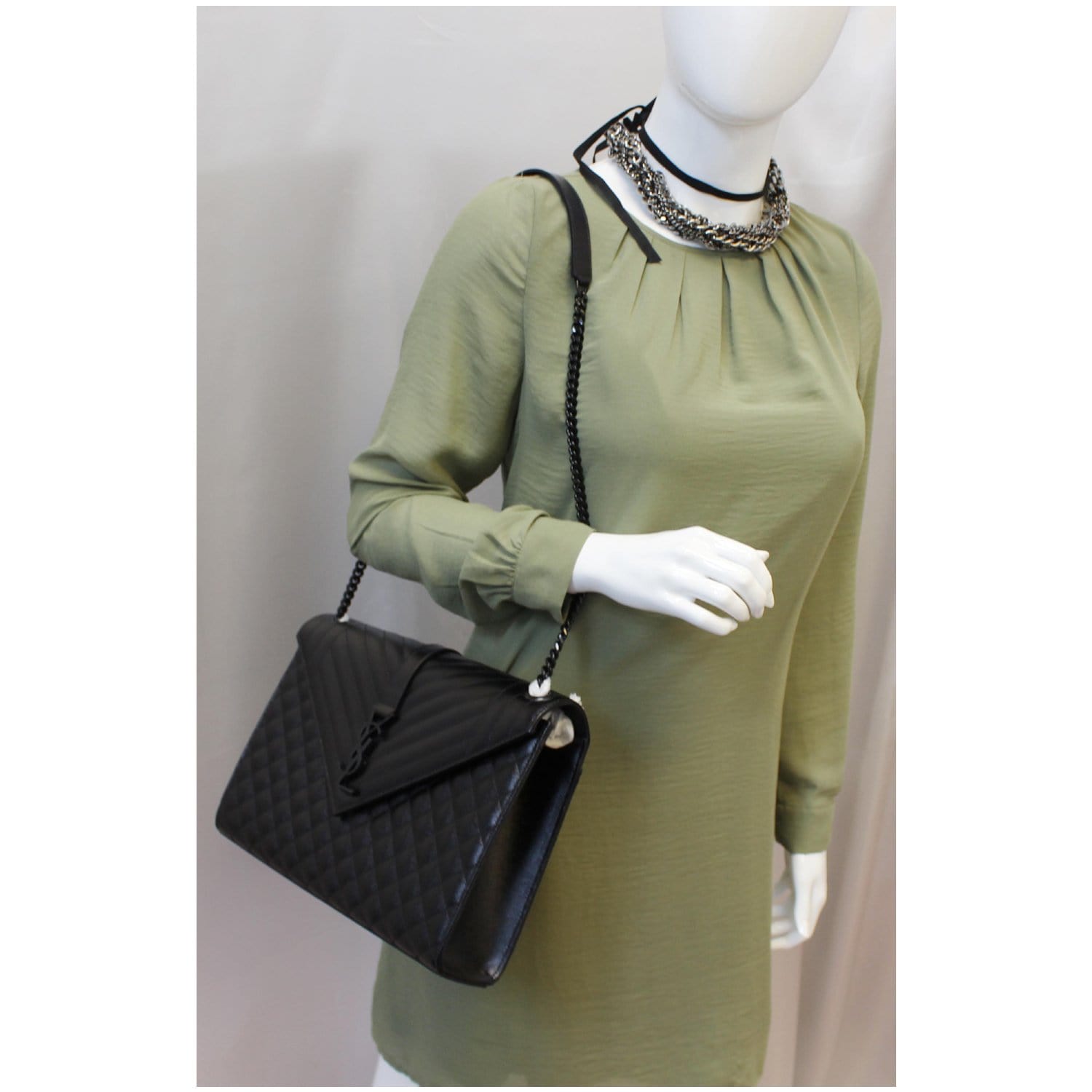 YSL Saint Laurent Saint Envelope Large Embossed Shoulder Bag Leather Matelasse