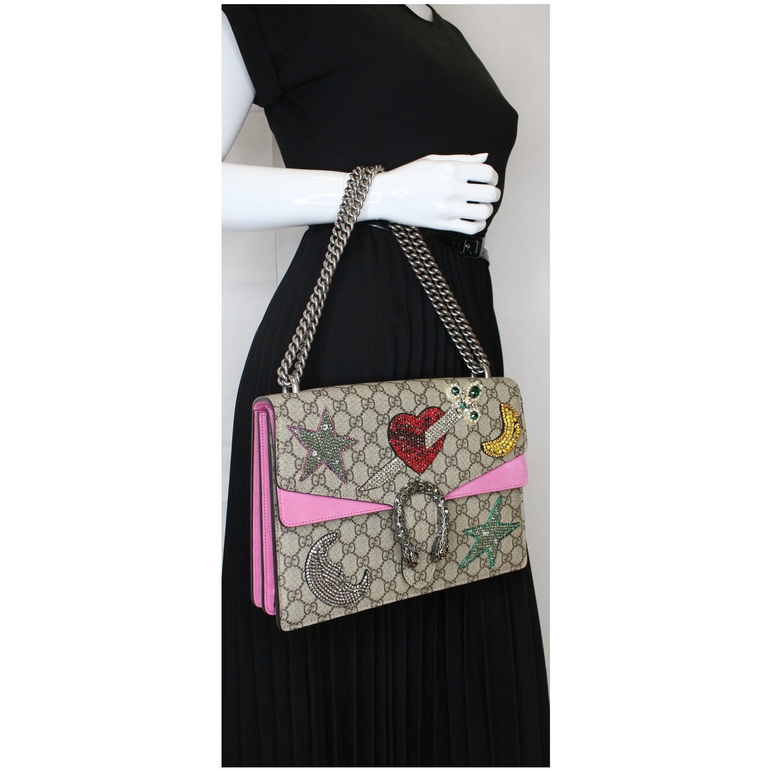 Gucci Dionysus Embroidered Supreme Shoulder Bag Beige