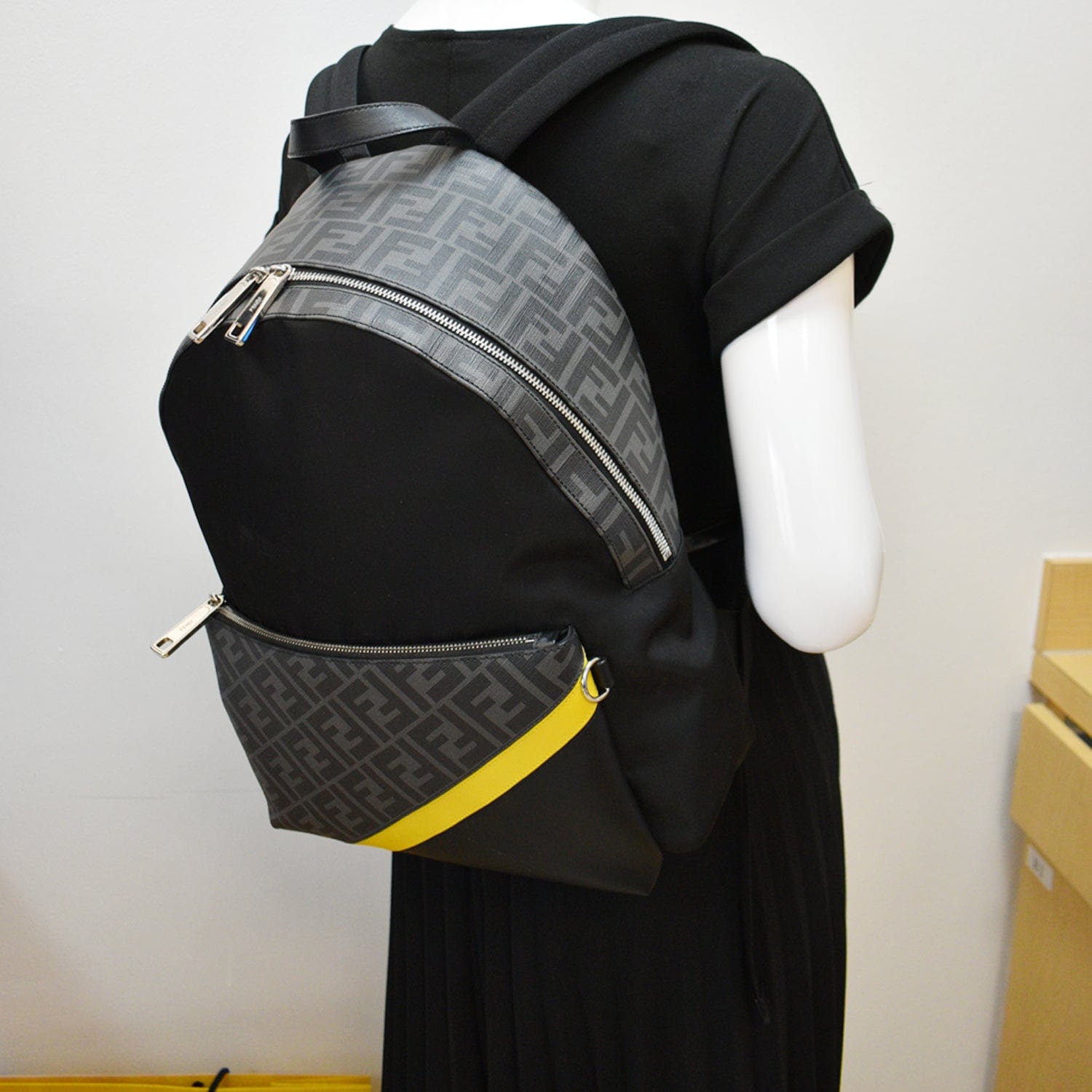 Fendi Diagonal Liberty Backpack Leather Nylon
