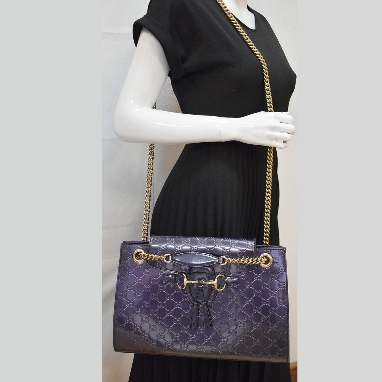 Gucci Emily ssima New Rep Shoulder Bag Dark Leather Large