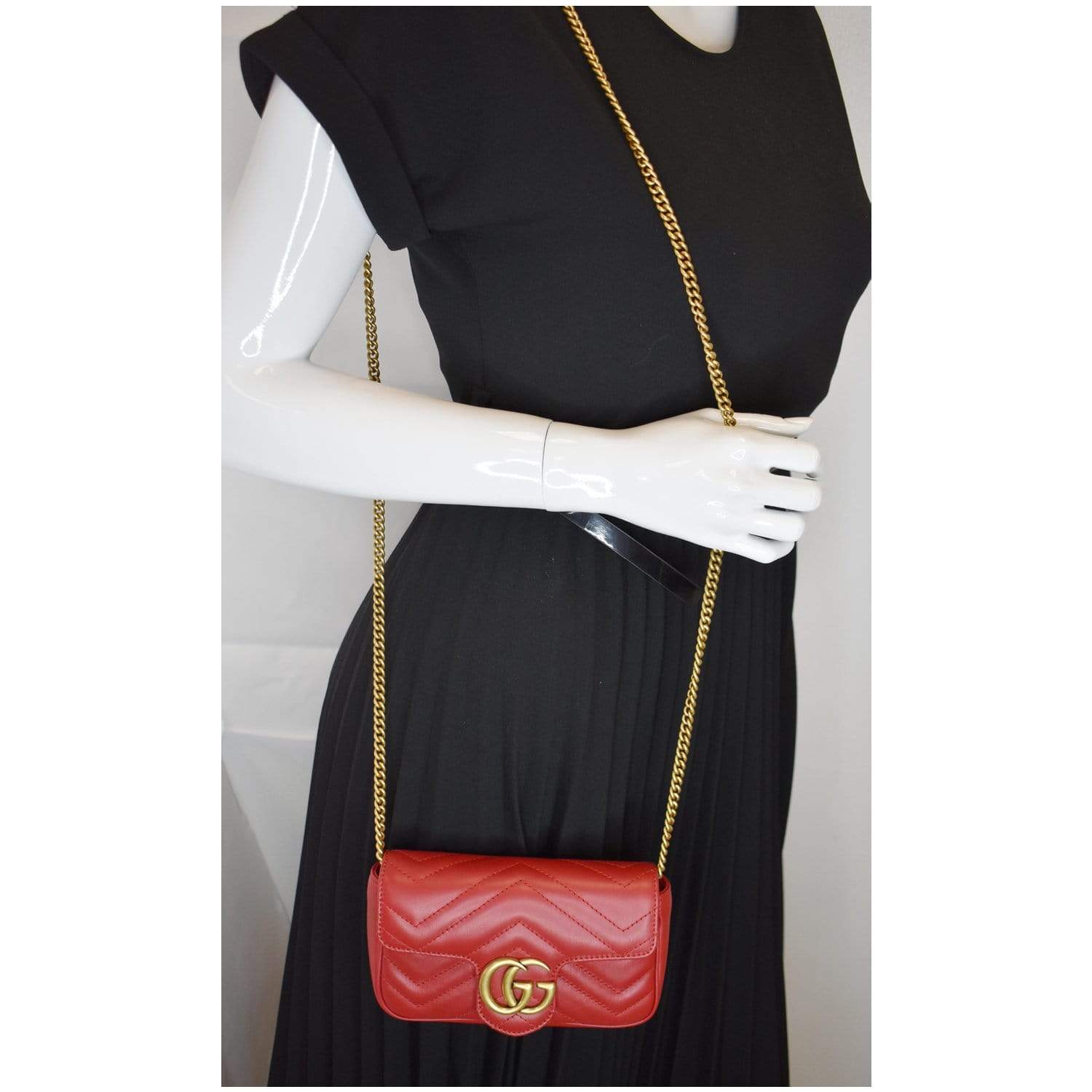 Gucci Marmont Super Mini Crossbody Bag Off Leather Matelasse