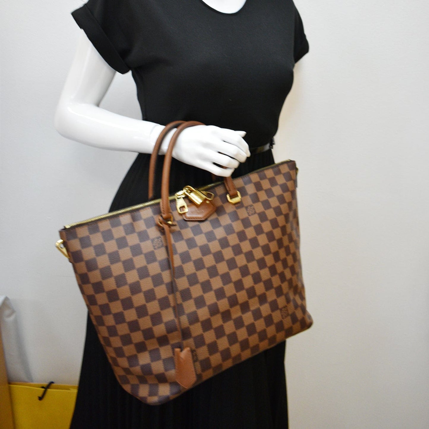 Louis Belmont Damier Ebene Tote Bag Brown