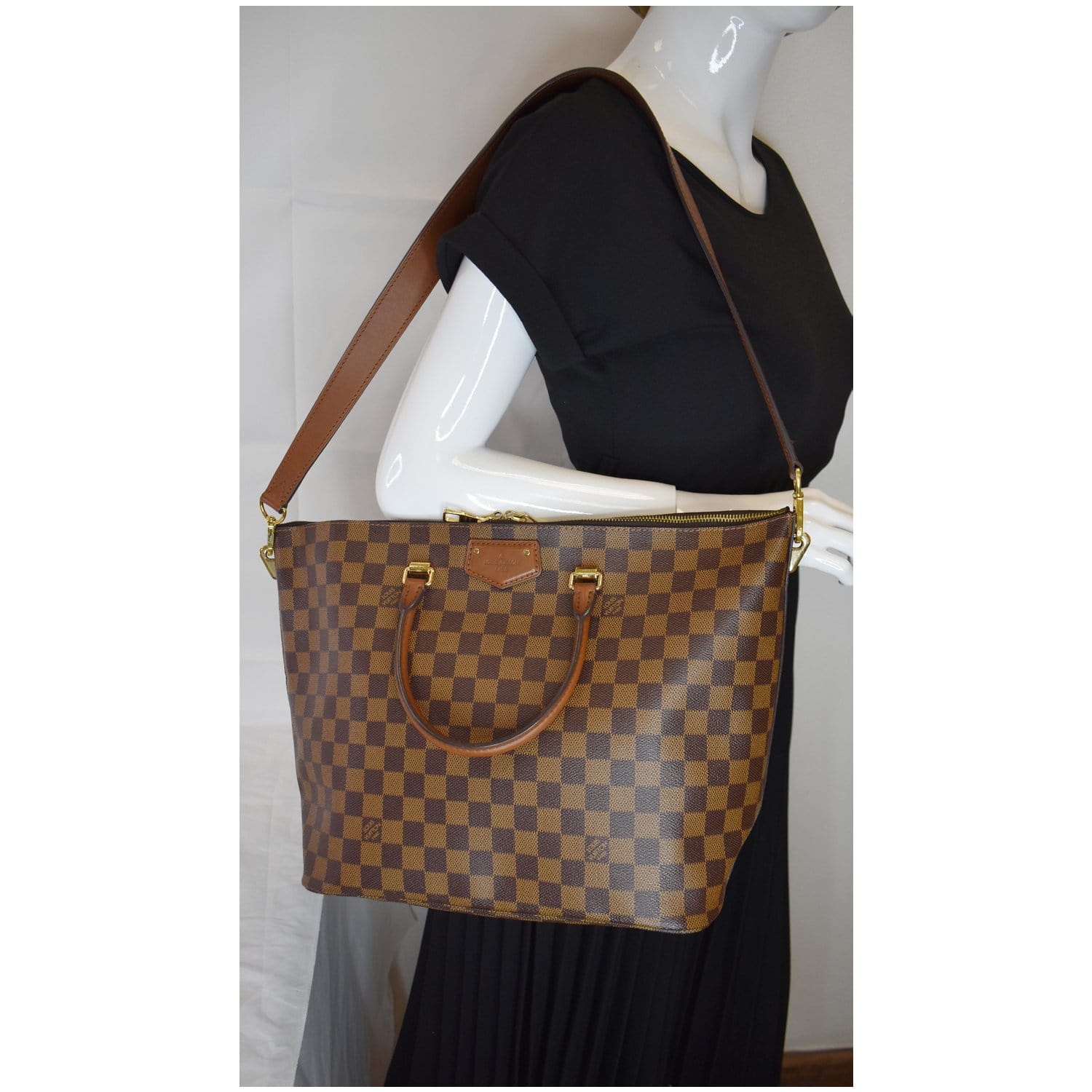 Louis Belmont Damier Ebene Shoulder Bag Brown Brown 2
