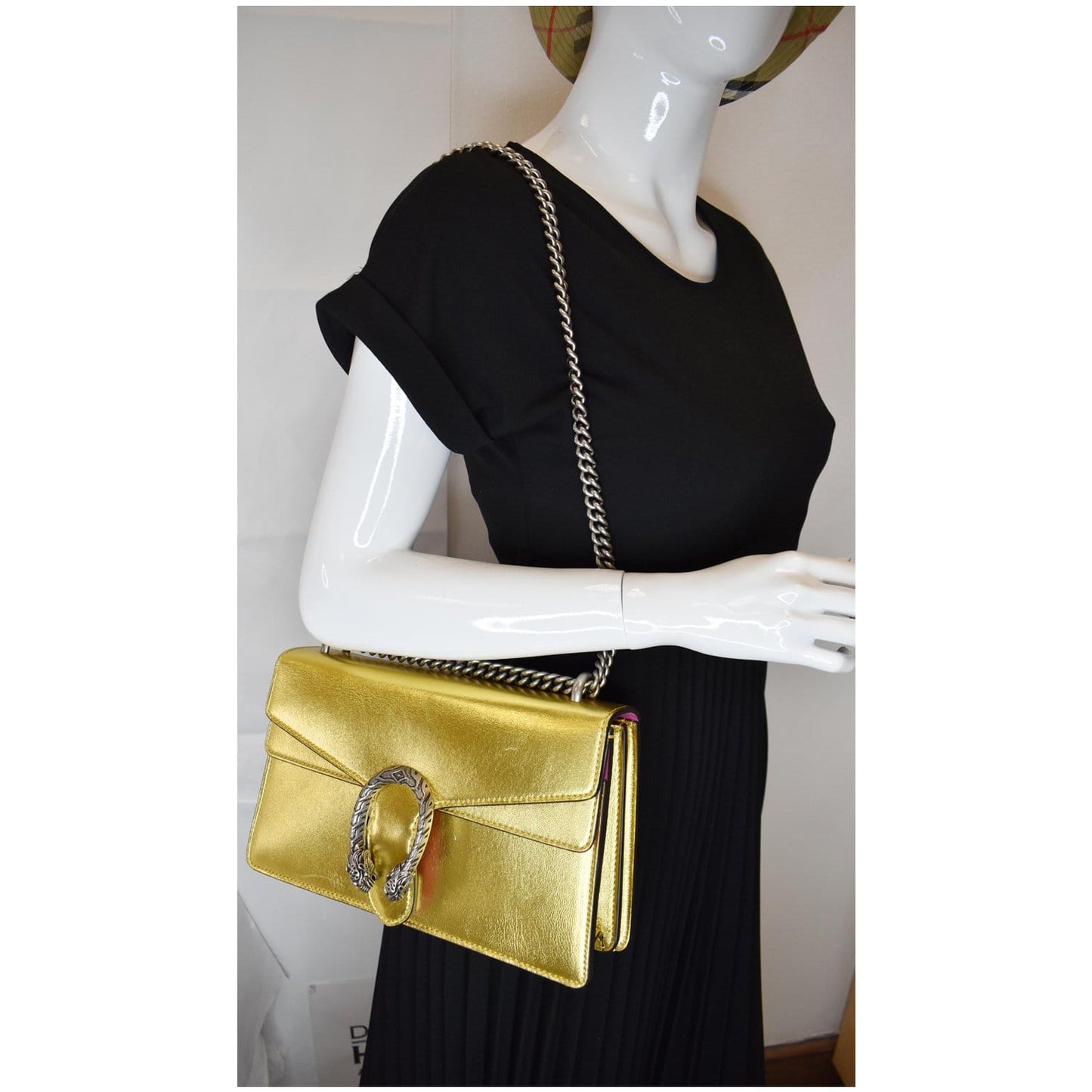 Gucci Dionysus Shoulder Bag Satin Gold