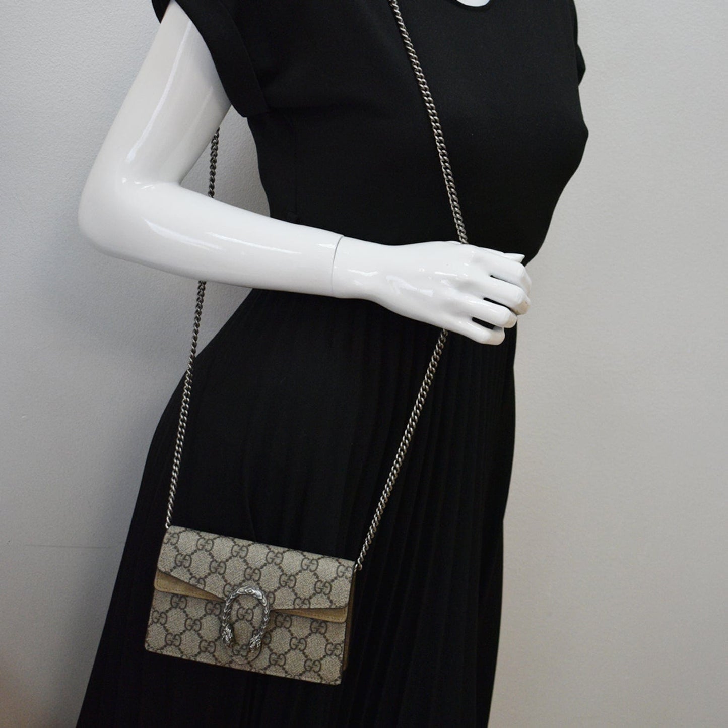 Gucci Dionysus Super Supreme Crossbody Bag Taupe Canvas Mini
