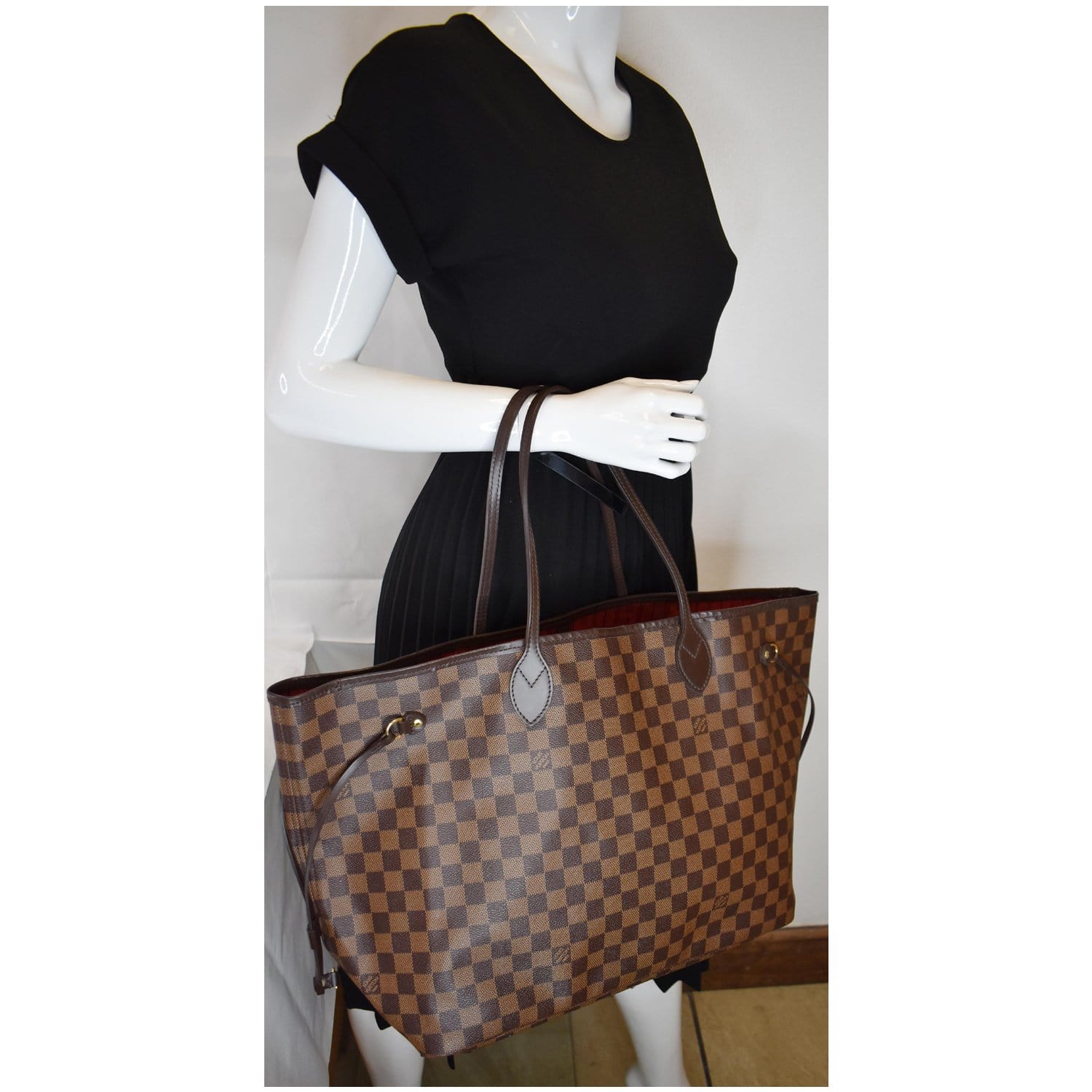 Louis Neverfull Gm Damier Ebene Shoulder Bag Brown