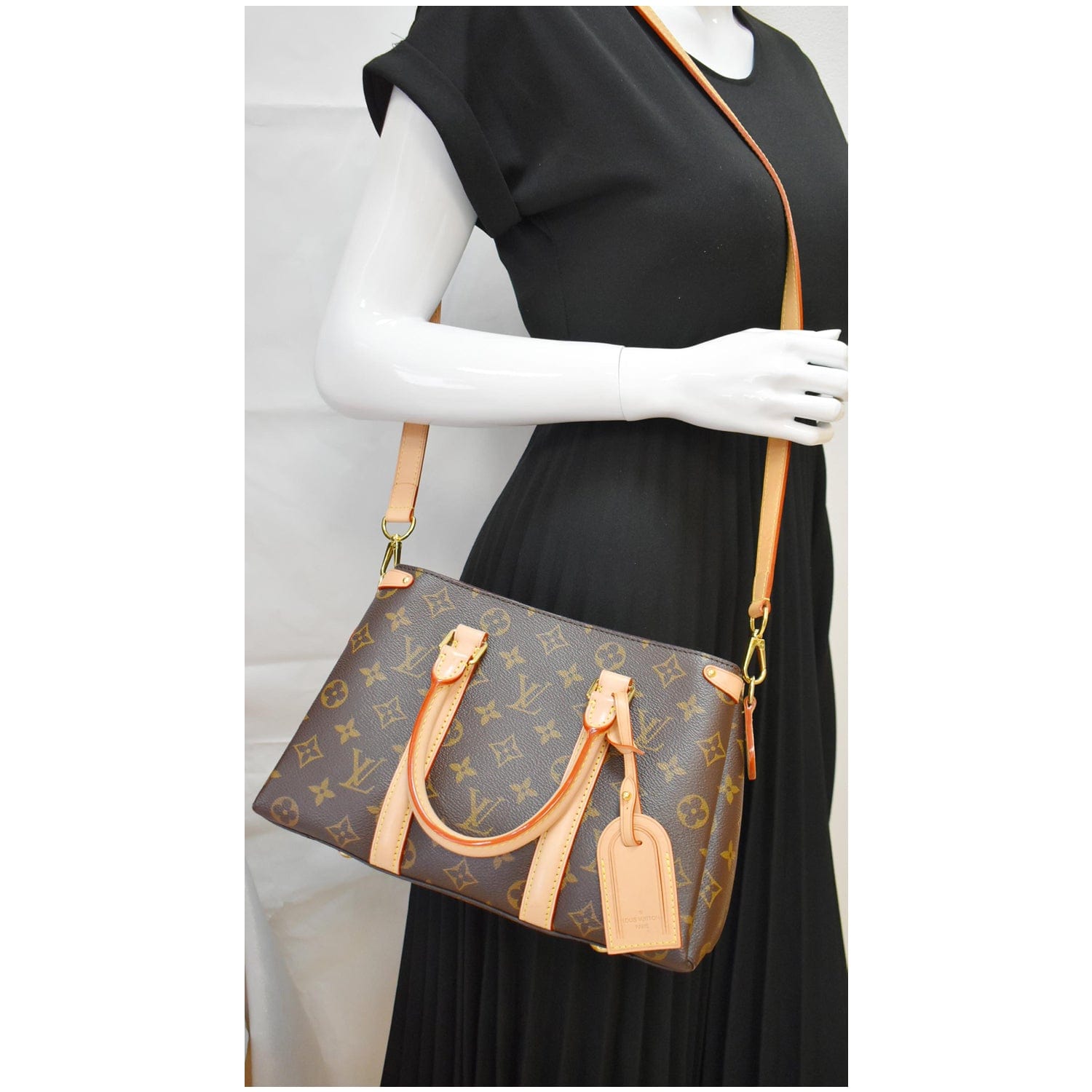 Louis Soufflot Bb Shoulder Crossbody Bag Canvas Monogram Bag Brown