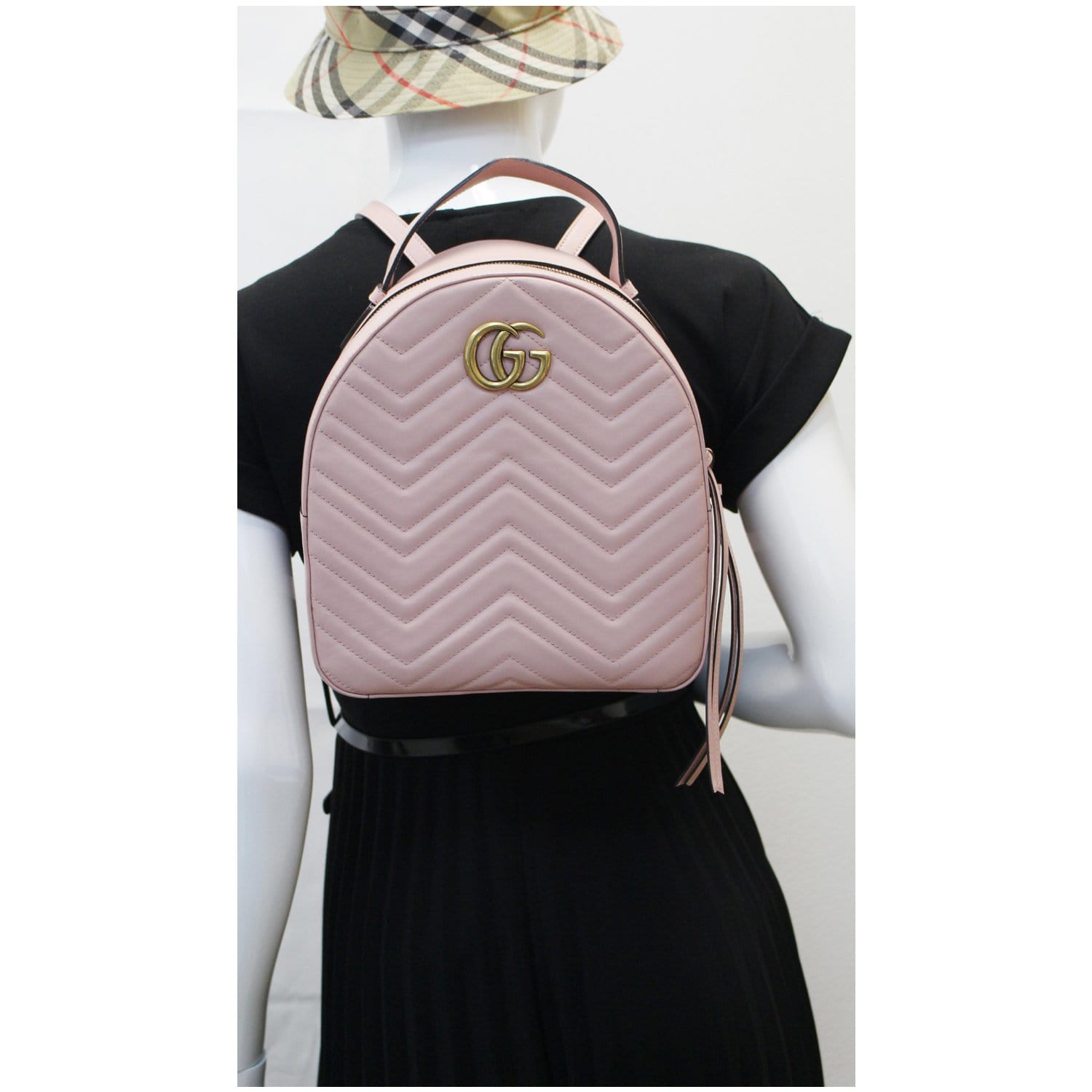 Gucci Marmont Rucksack Chevron Backpack Bag Final Sale Leather Pink