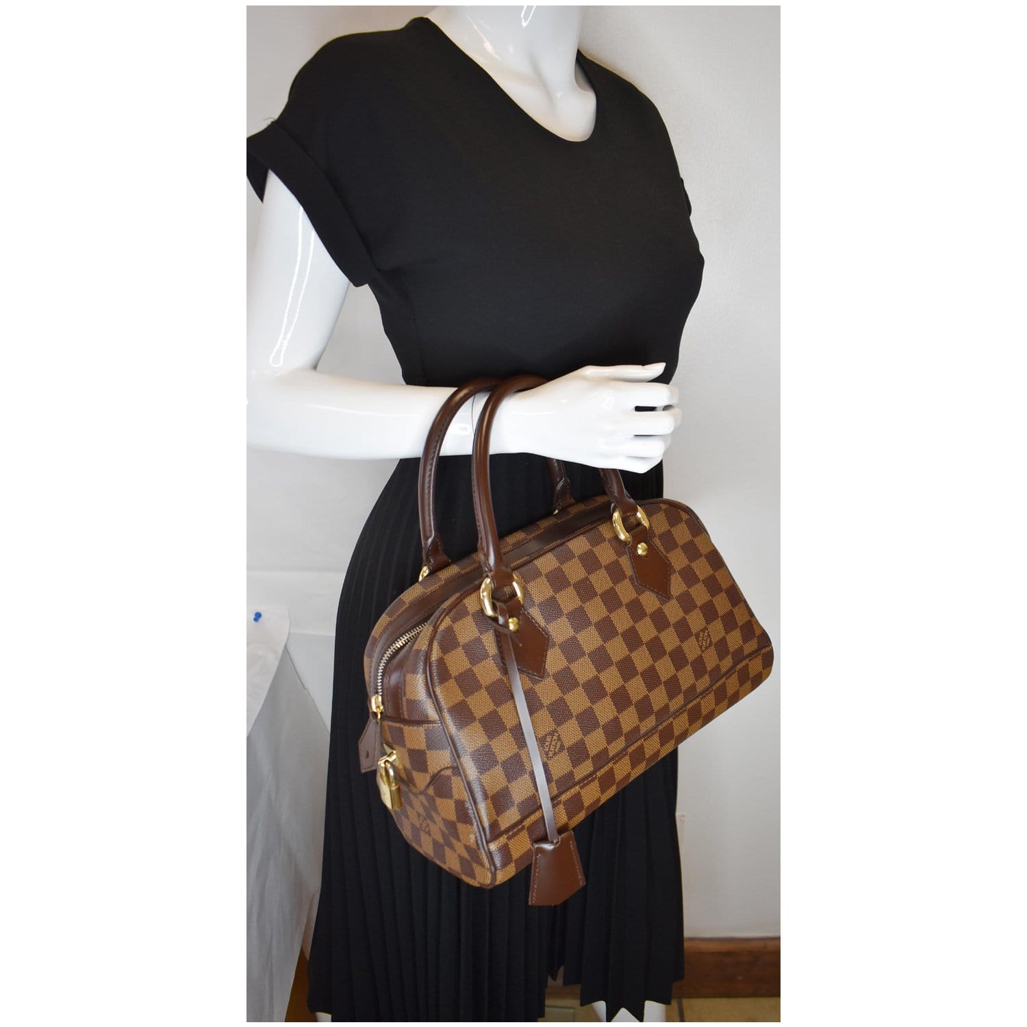 Louis Duomo Damier Ebene Duomo Satchel Bag Canvas Brown Travel Bag