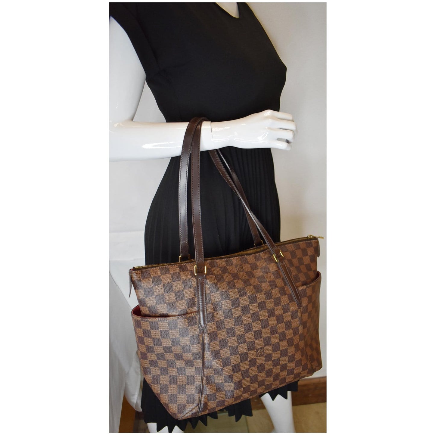 Louis Totally Mm Damier Ebene Shoulder Bag Brown Brown 2