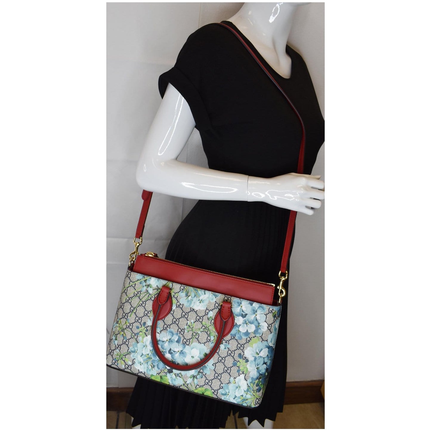 Gucci Blooms Floral Supreme Satchel Bag Leather Canvas Travel Bag