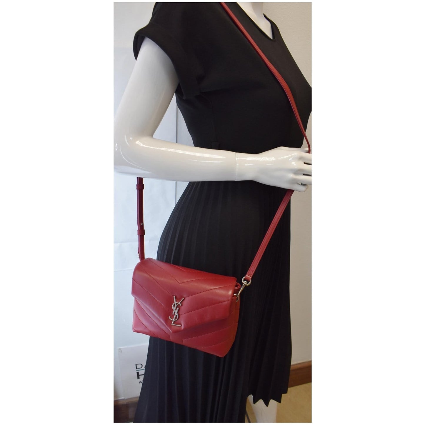 YSL Saint Laurent Saint Loulou Toy Crossbody Bag Leather Matelasse Bag Red