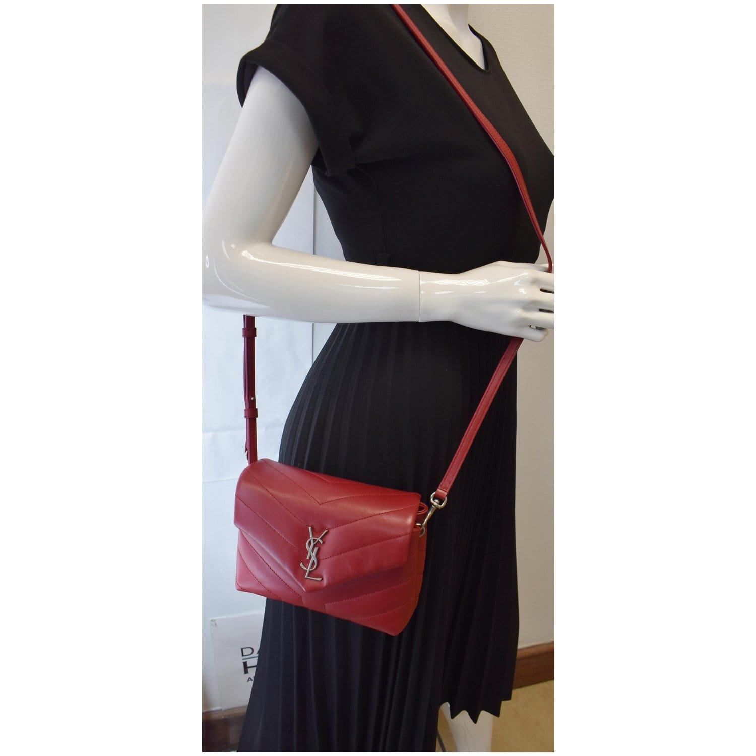 YSL Saint Laurent Saint Loulou Toy Crossbody Bag Leather Matelasse Bag Red
