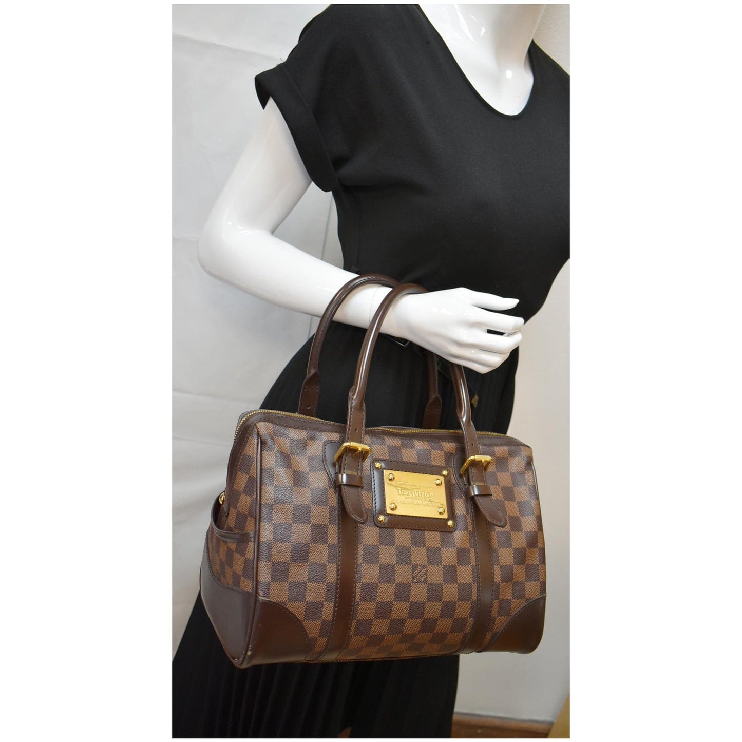 Louis Berkeley Damier Ebene Satchel Bag Brown Travel Bag