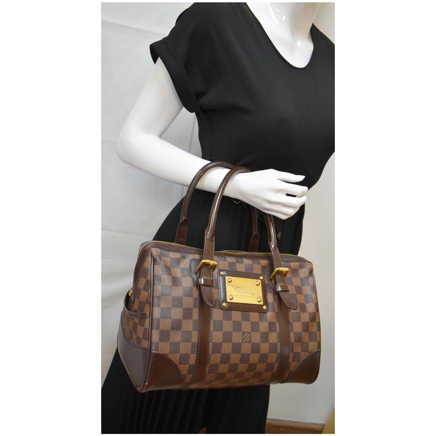 Louis Berkeley Damier Ebene Satchel Bag Brown Travel Bag