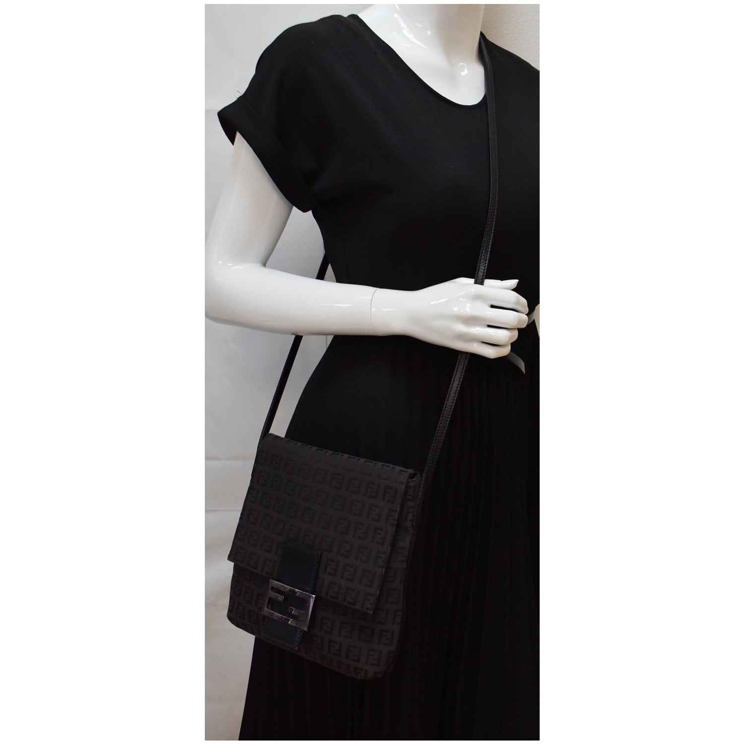 Fendi Zucca Ff Crossbody Bag Canvas Brown