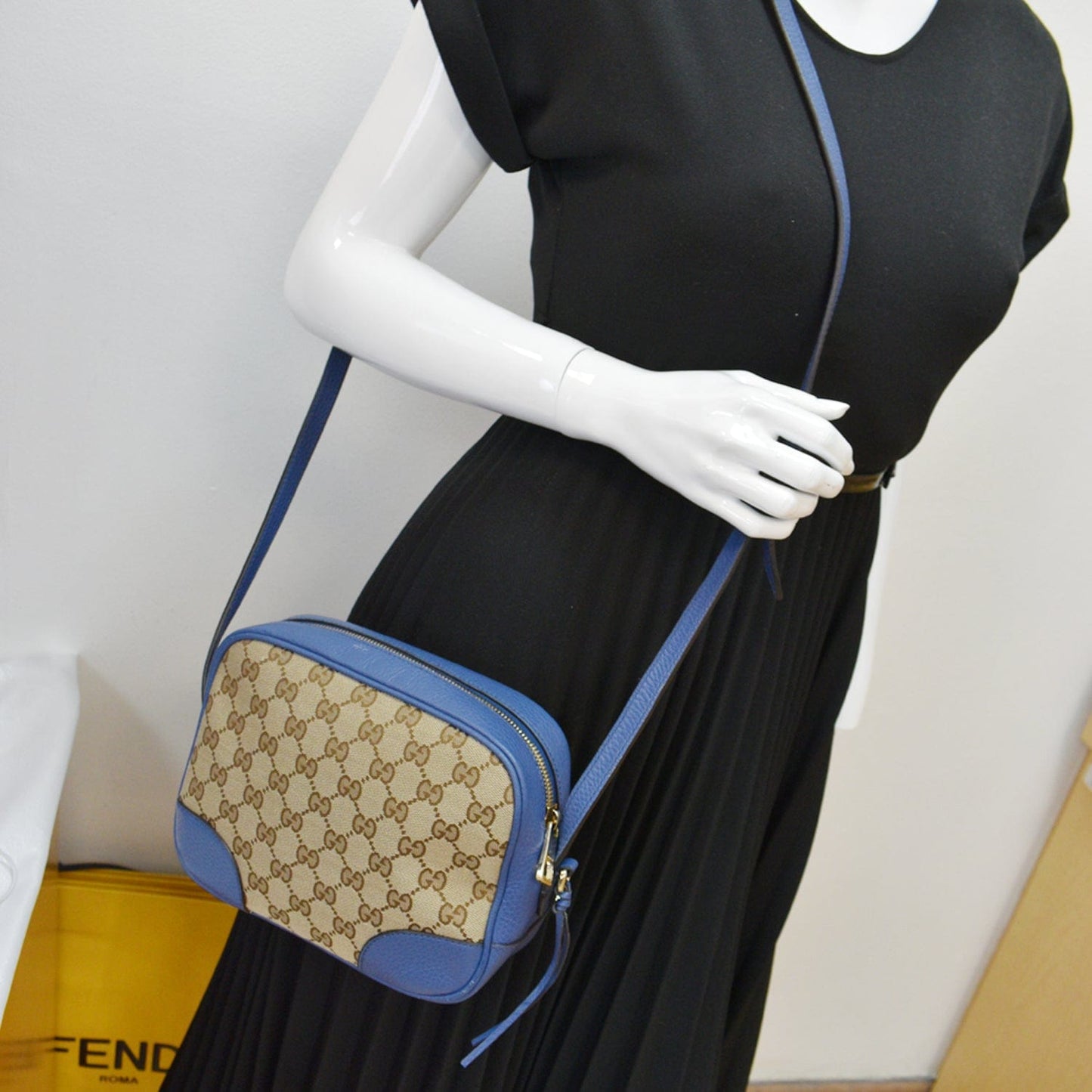Gucci Bree Crossbody Bag Leather Canvas