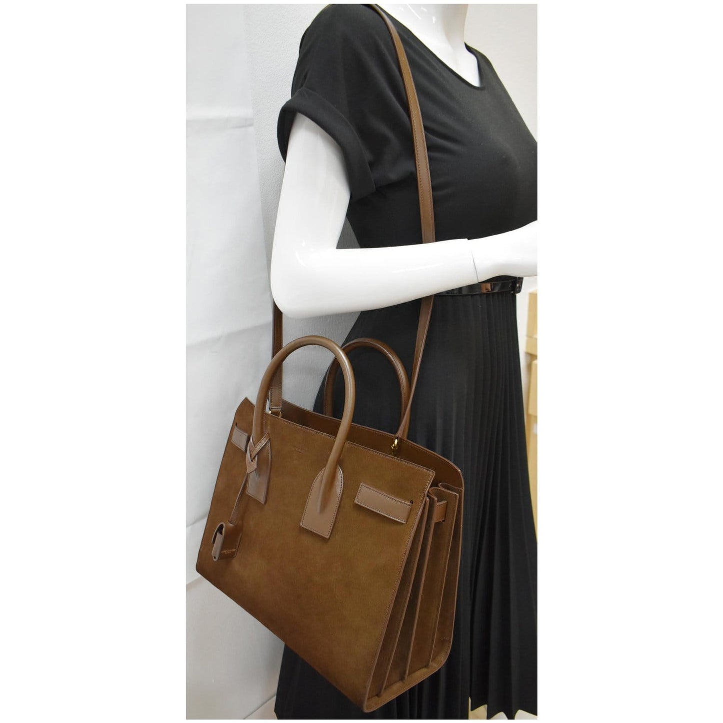 YSL Saint Laurent Saint Sac De Jour Tote Shoulder Bag Leather Suede