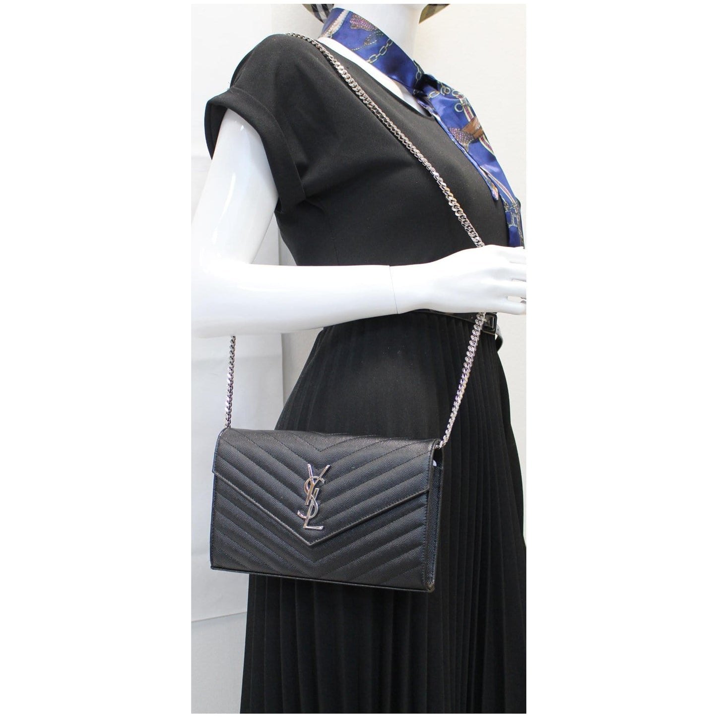 YSL Saint Laurent Saint Envelope Crossbody Wallet Leather Black Crossbody Bag