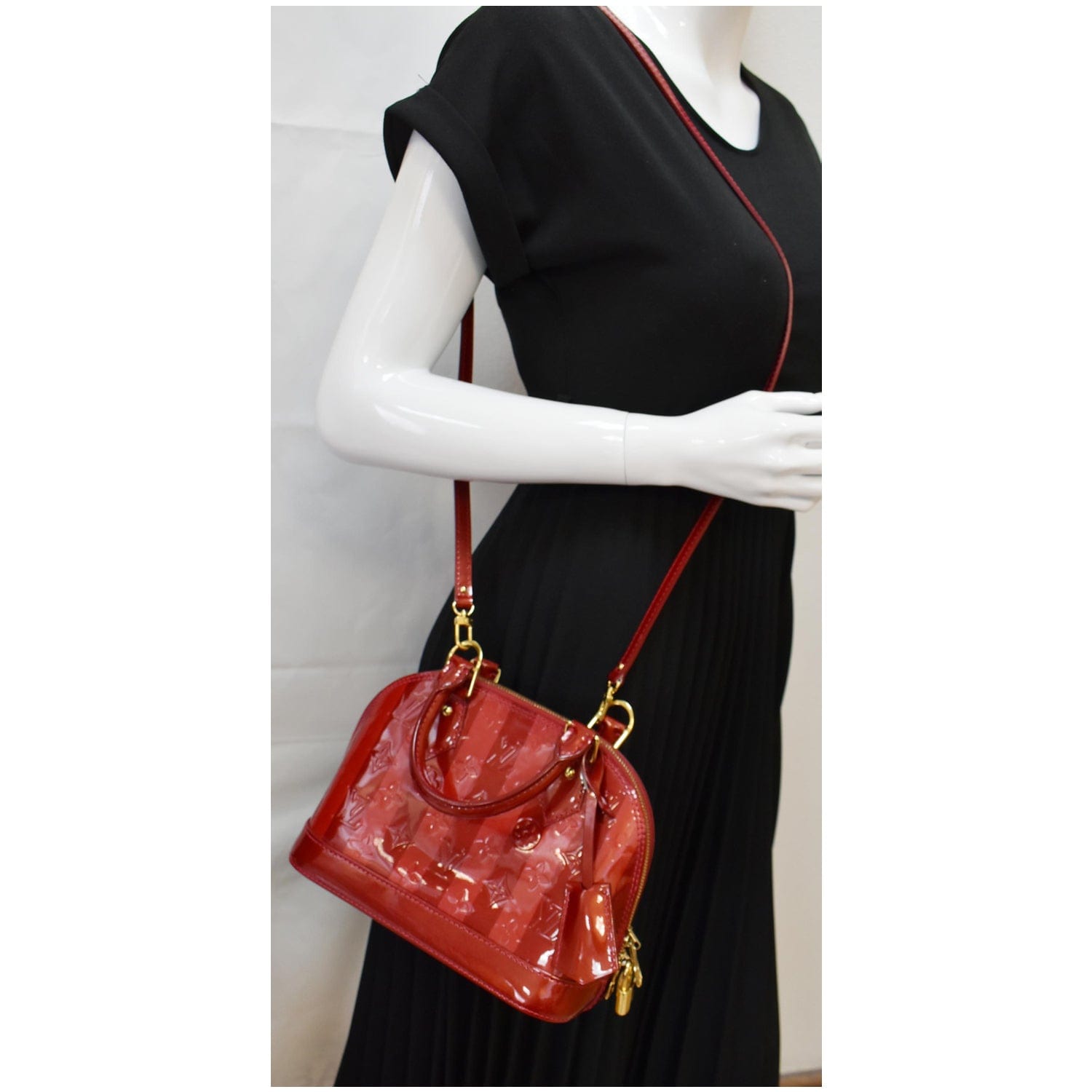 Louis Rayures Alma Bb Vernis Satchel Crossbody Leather Crossbody Bag