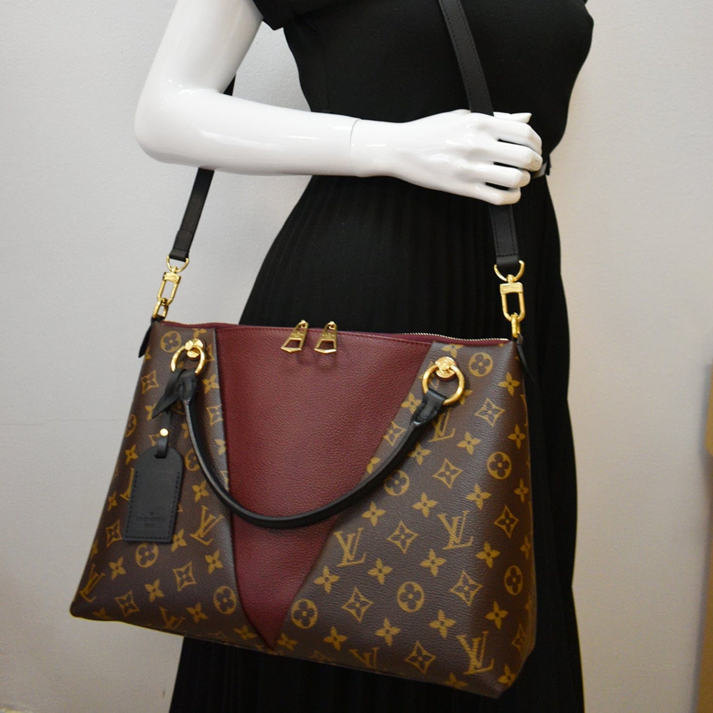 Louis Mm Tote Shoulder Bag Bordeaux Canvas Monogram