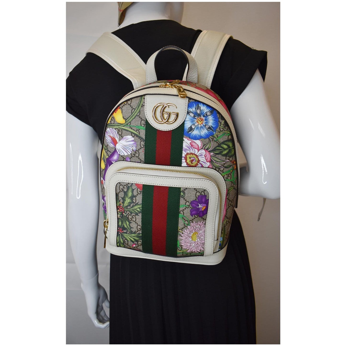 Gucci Ophidia Flora Supreme Backpack Bag Canvas Beige Beige 547965