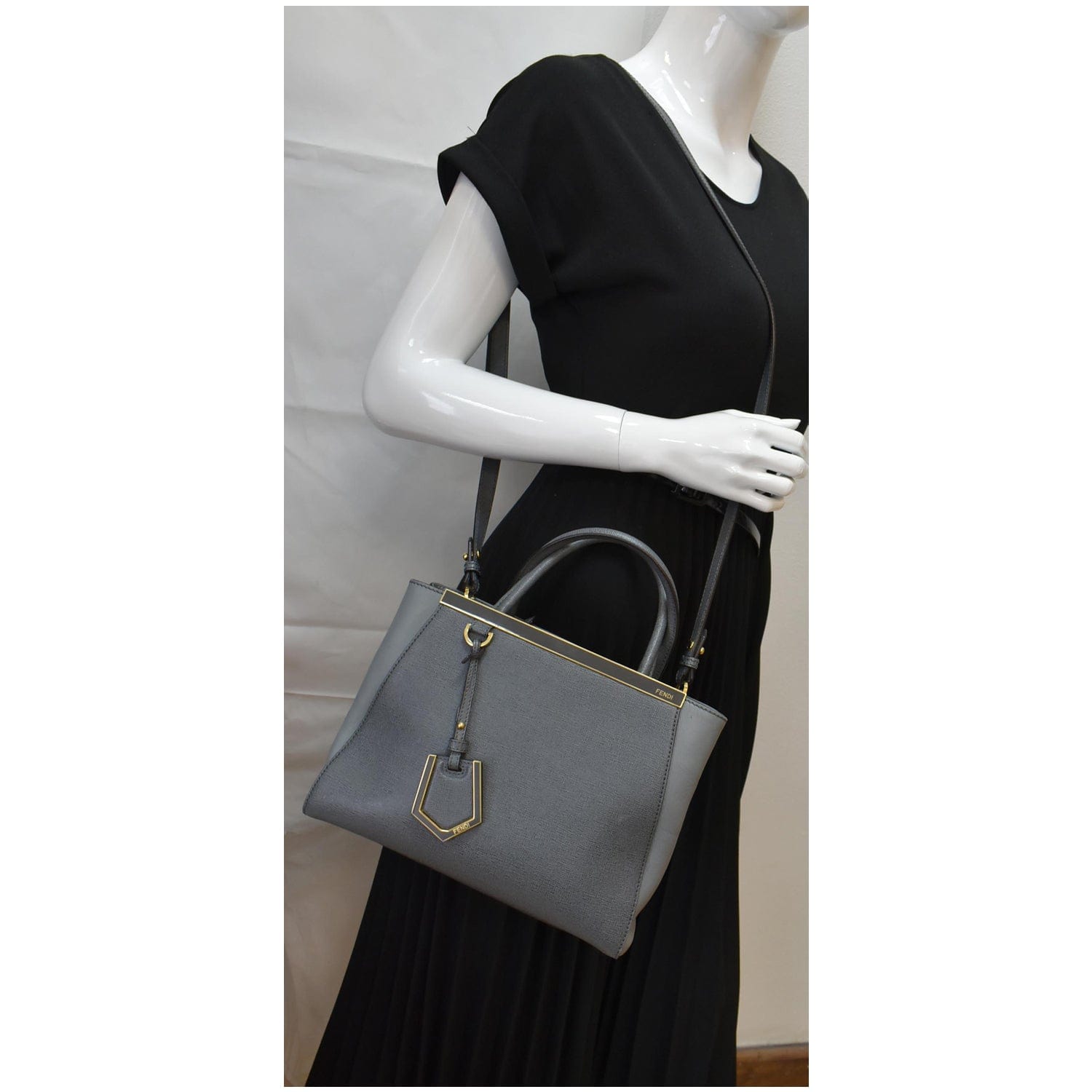 Fendi Petite 2Jours Vitello Elite Tote Shoulder Bag Leather