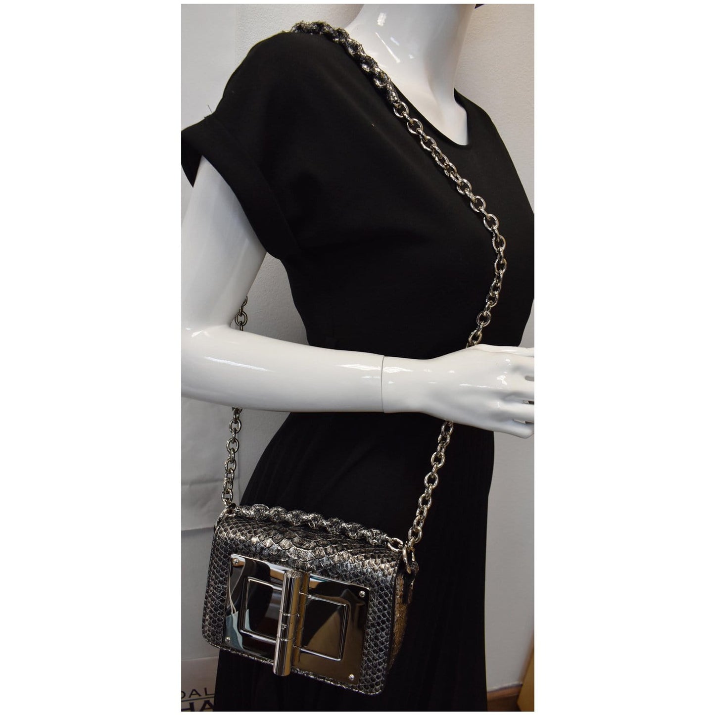 Tom Ford Natalia Turnlock Shoulder Bag Off Silver Small
