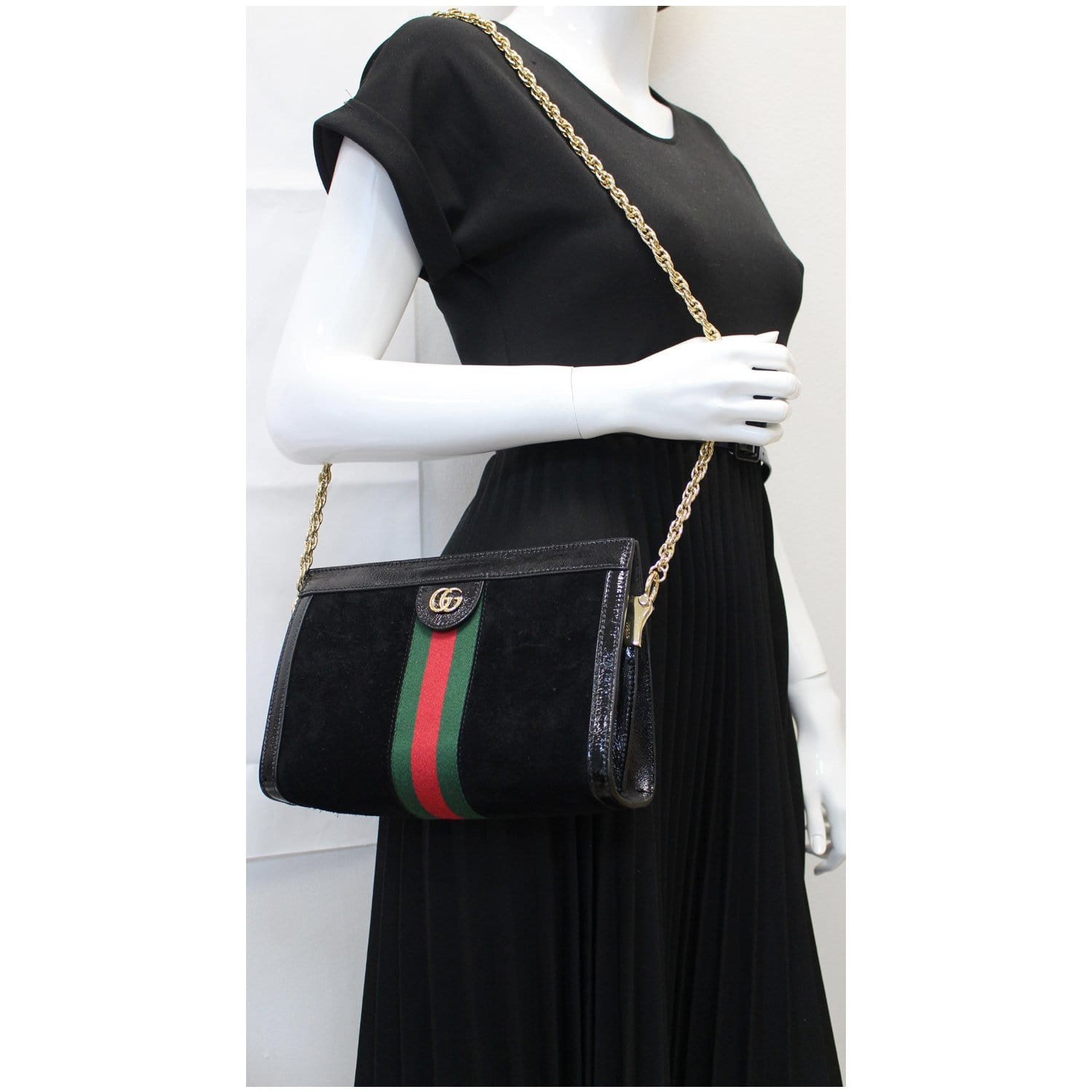 Gucci Ophidia Small Web Shoulder Bag Leather Suede