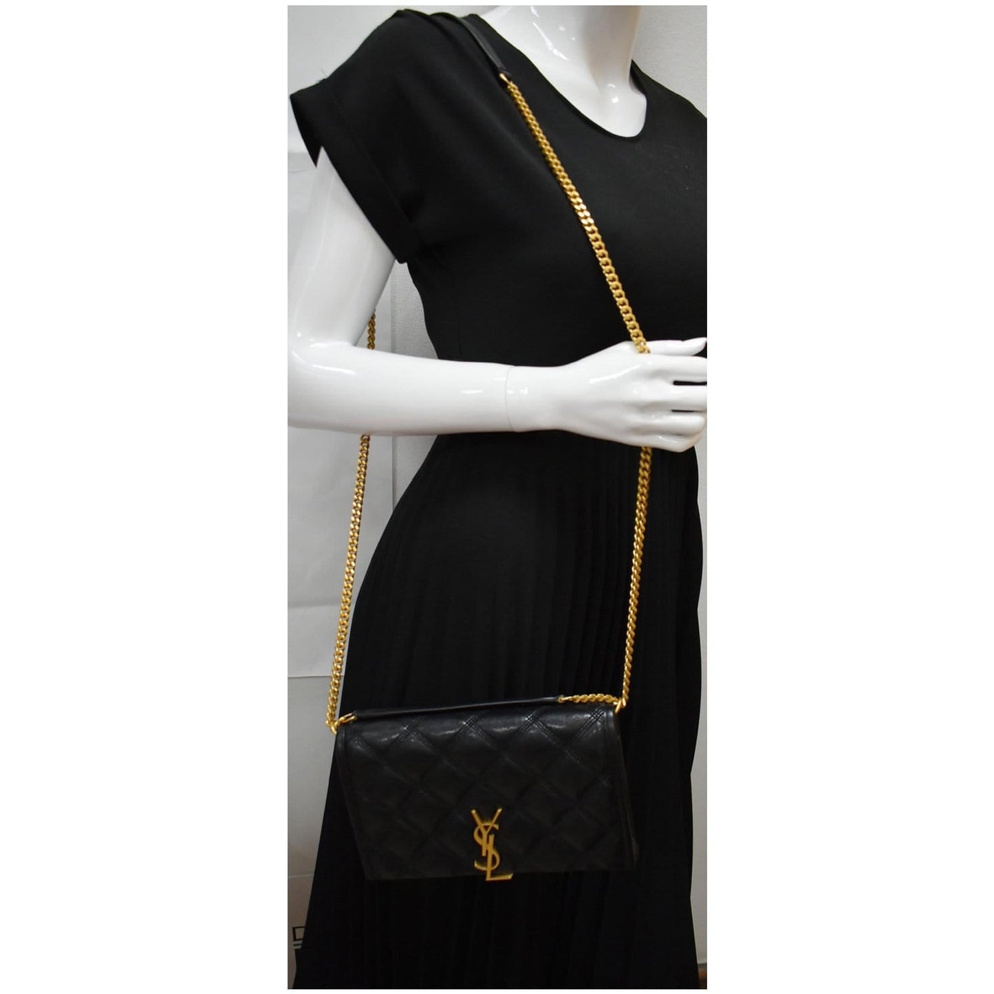 YSL Saint Laurent Saint Becky Crossbody Chain Wallet Leather Quilted Crossbody Bag