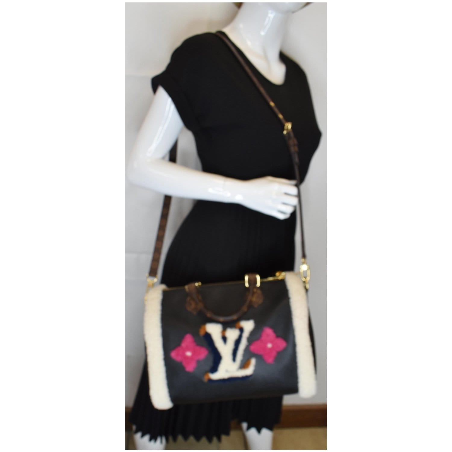 Louis Speedy Bandouliere Shoulder Bag Canvas Monogram Bag Black