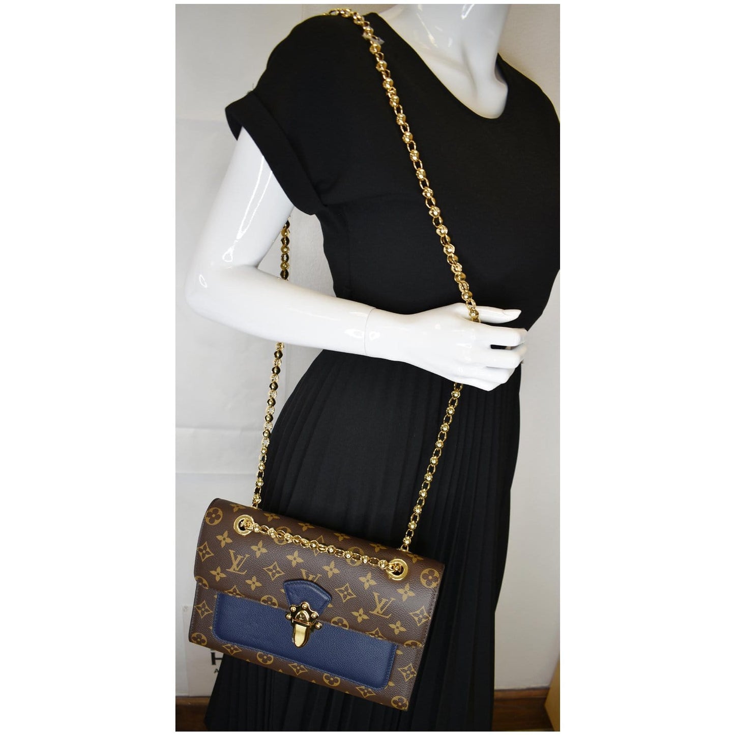 Louis Victoire Crossbody Bag Navy Canvas Monogram